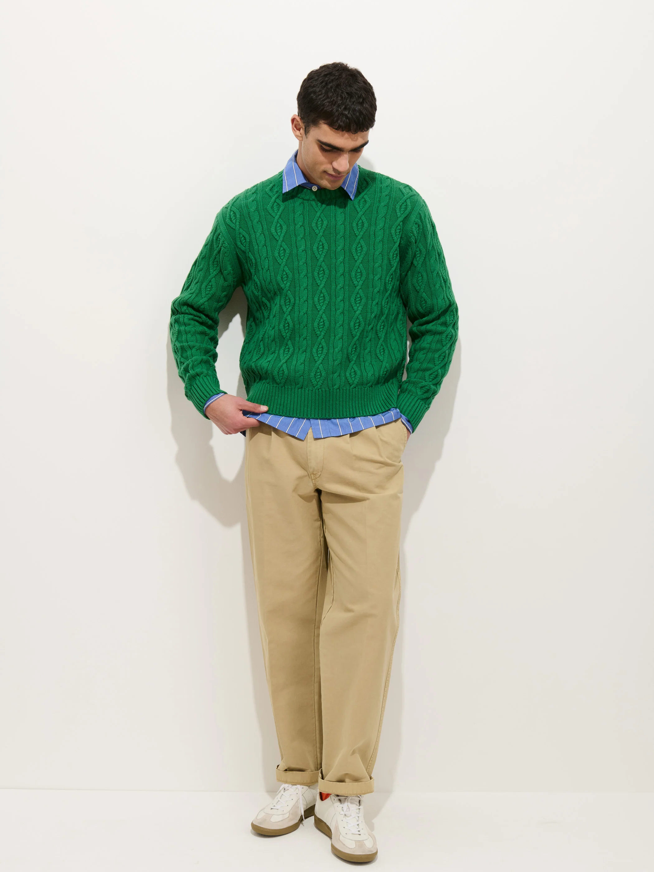 Aaron Cable Sweater in Cotton - Image 2