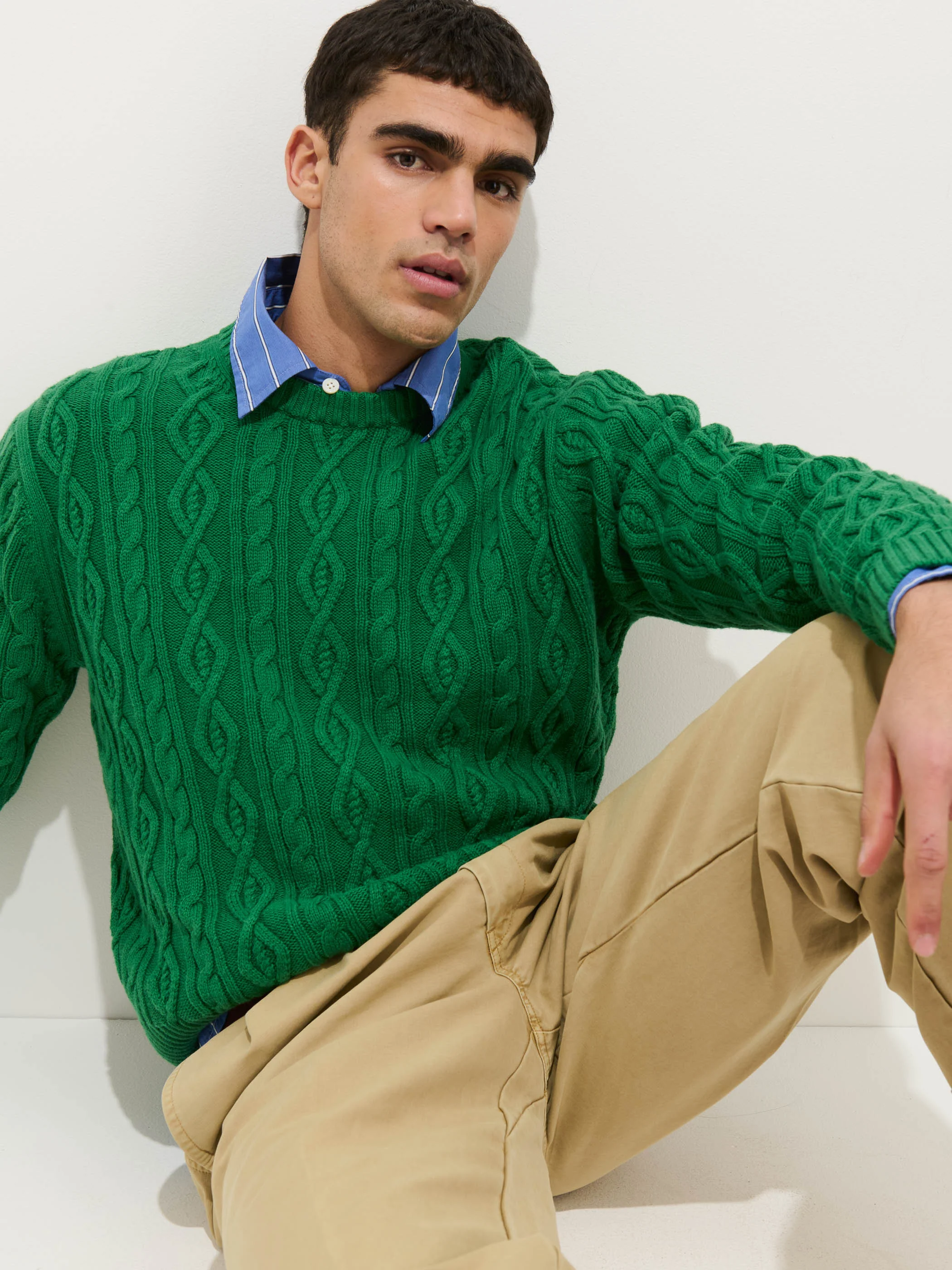 Aaron Cable Sweater in Cotton - Image 3