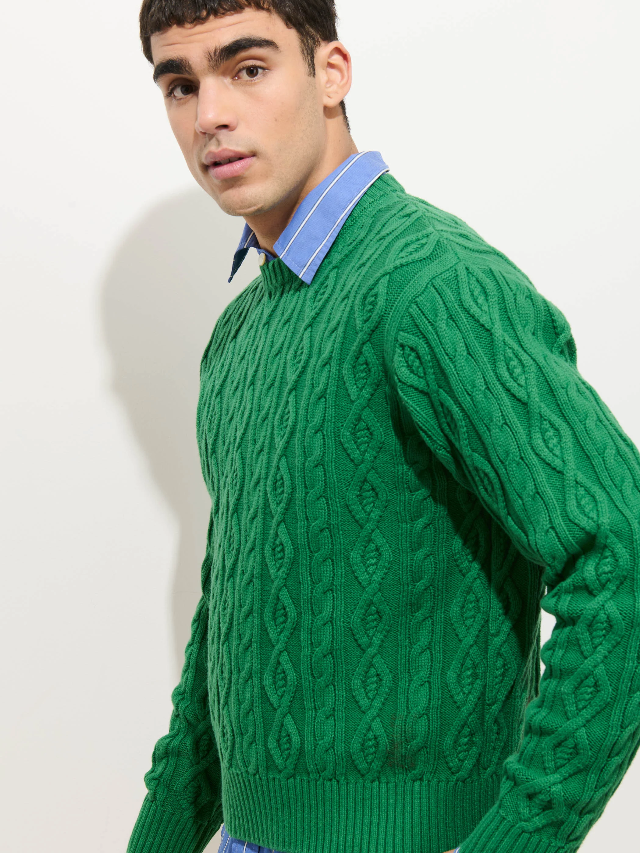 Aaron Cable Sweater in Cotton - Image 4