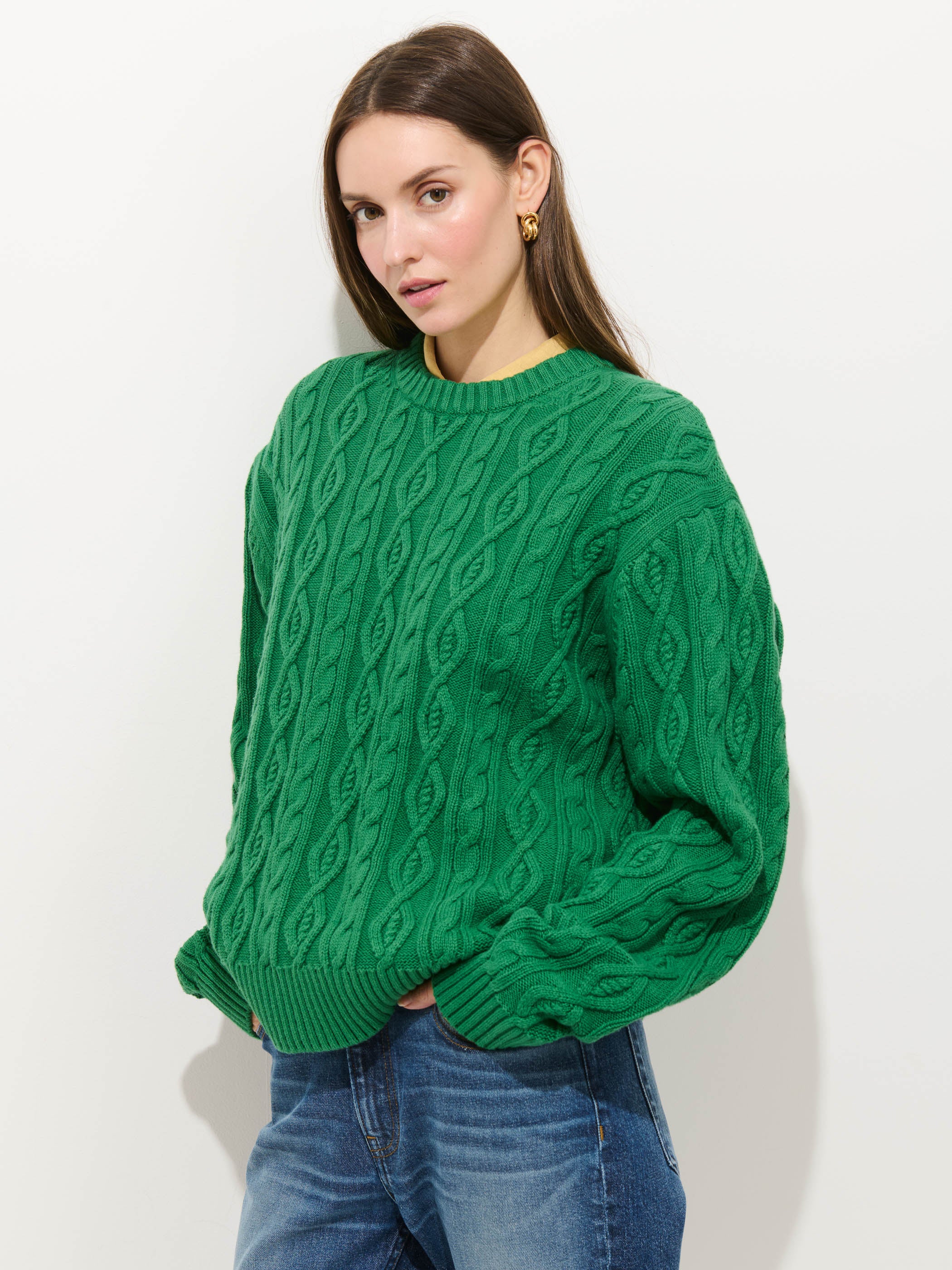 Aaron Cable Sweater in Cotton - Image 6