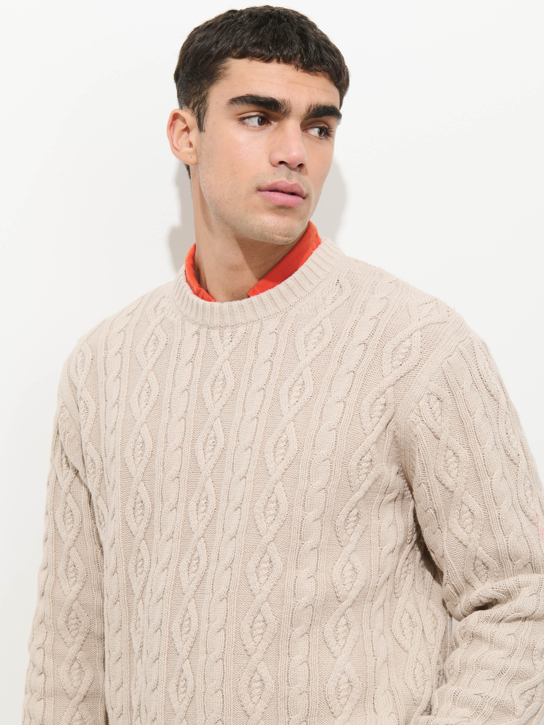 Aaron Cable Sweater in Cotton - Image 3