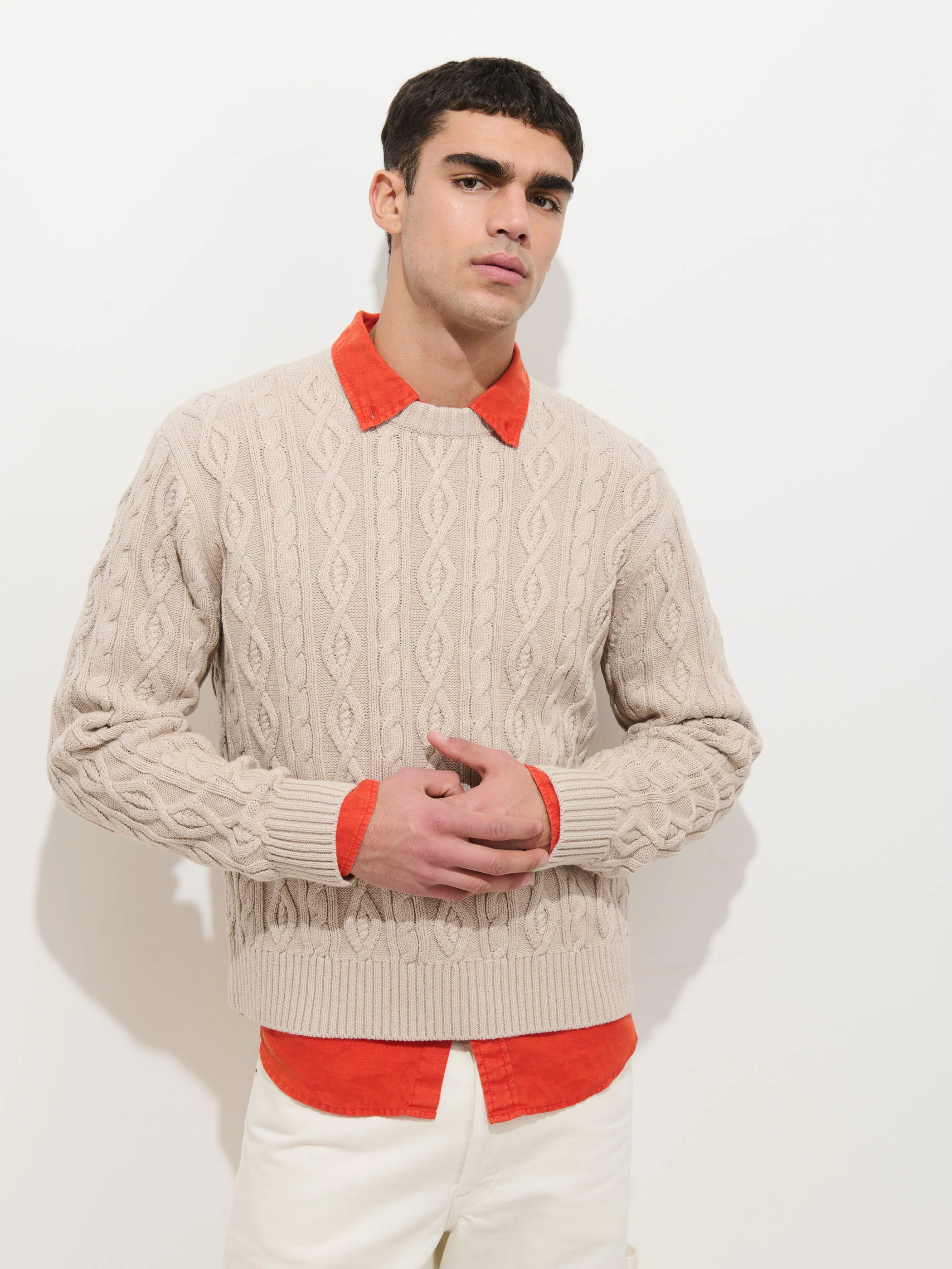 Aaron Cable Sweater in Cotton - Image 4