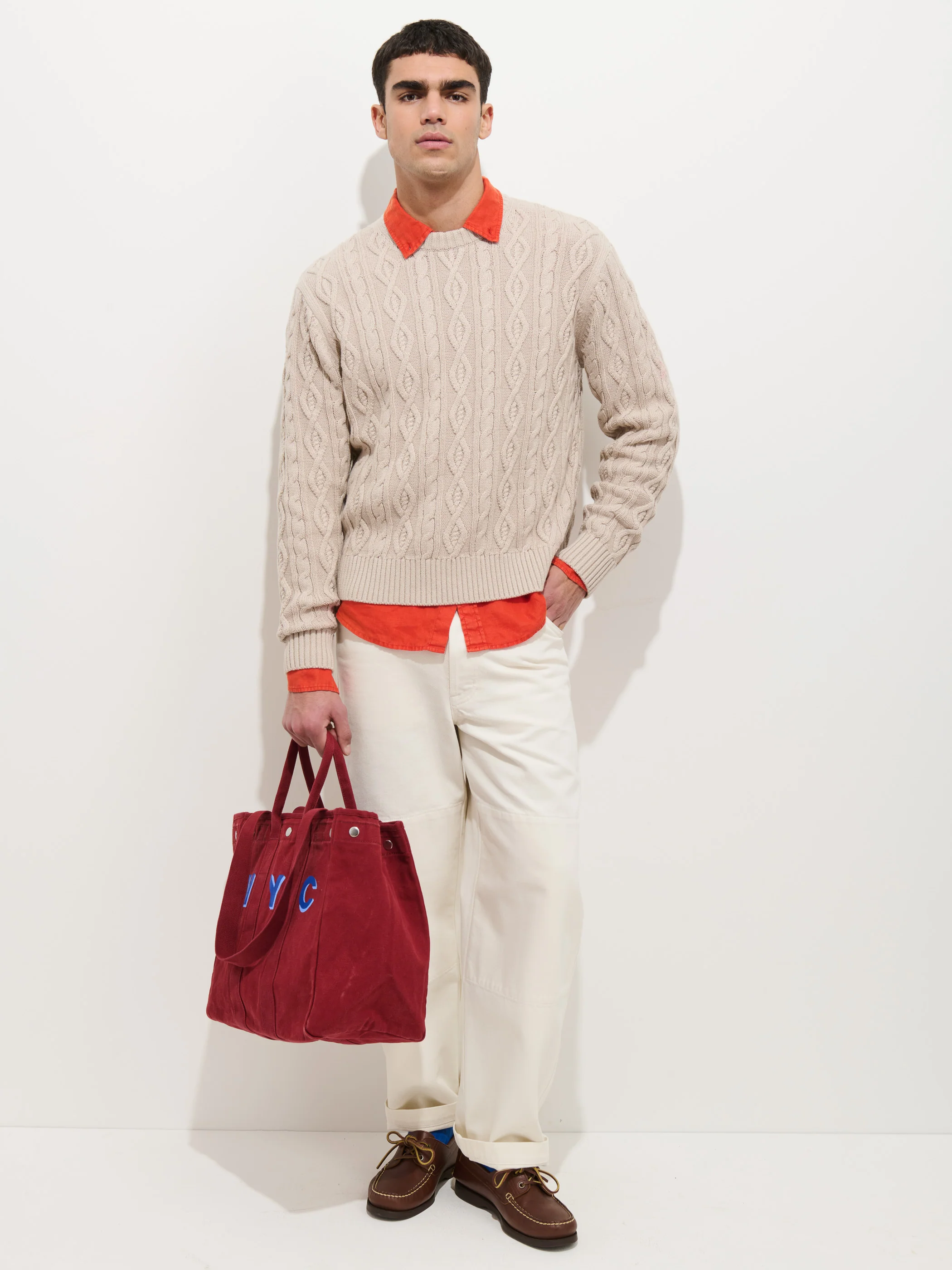 Aaron Cable Sweater in Cotton - Image 5