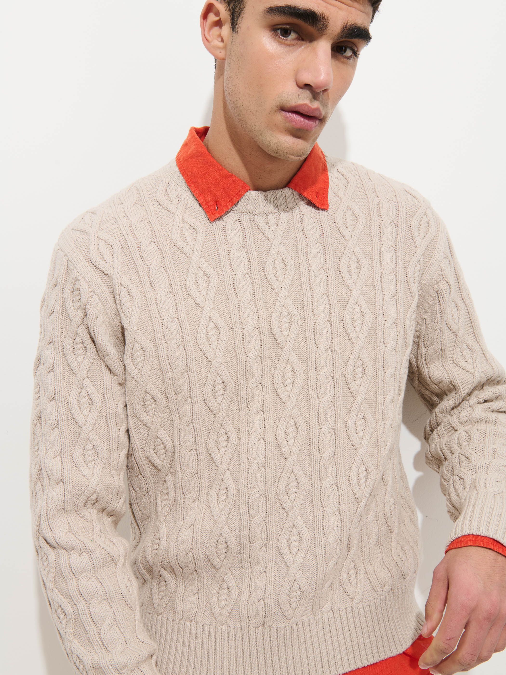 Aaron Cable Sweater in Cotton - Image 7