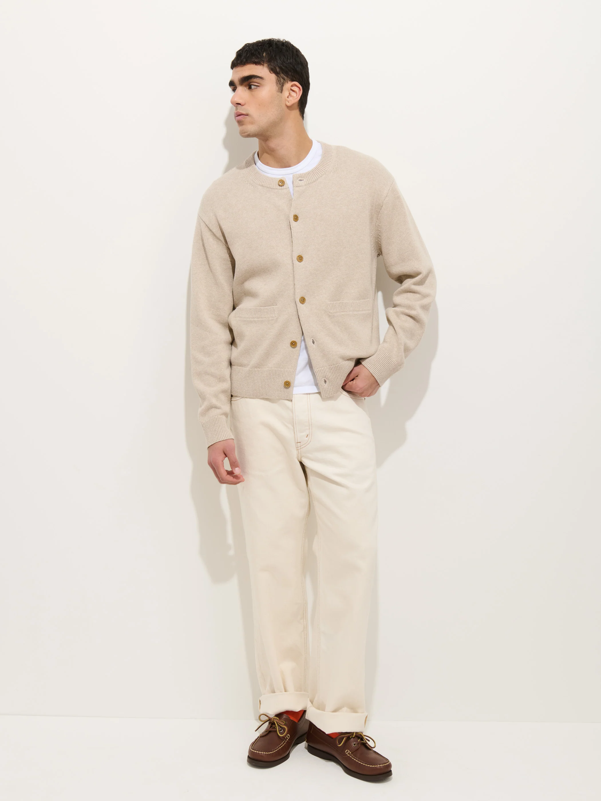Aaron Cardigan In Cotton Linen