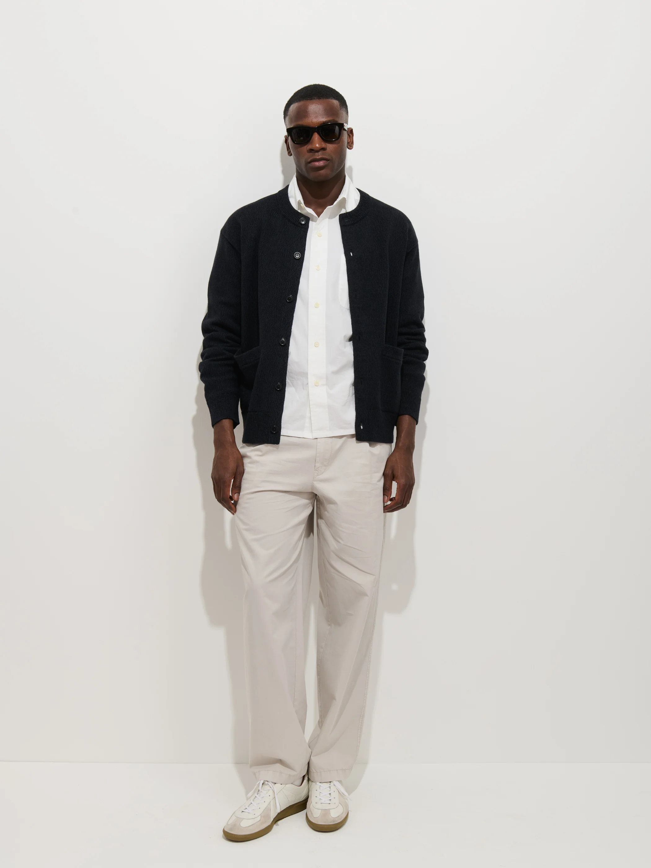 Aaron Marled Cardigan In Cotton Linen - Image 3