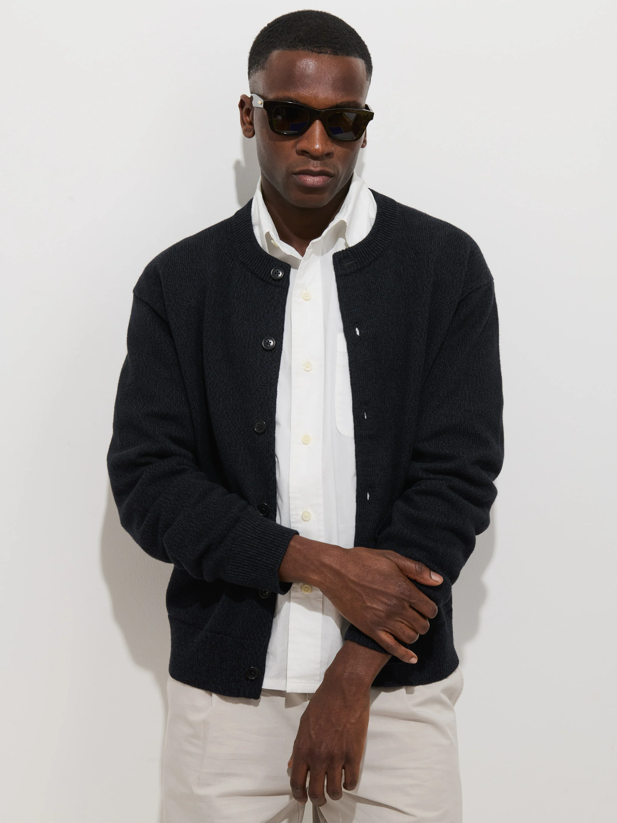 Aaron Marled Cardigan In Cotton Linen - Image 4