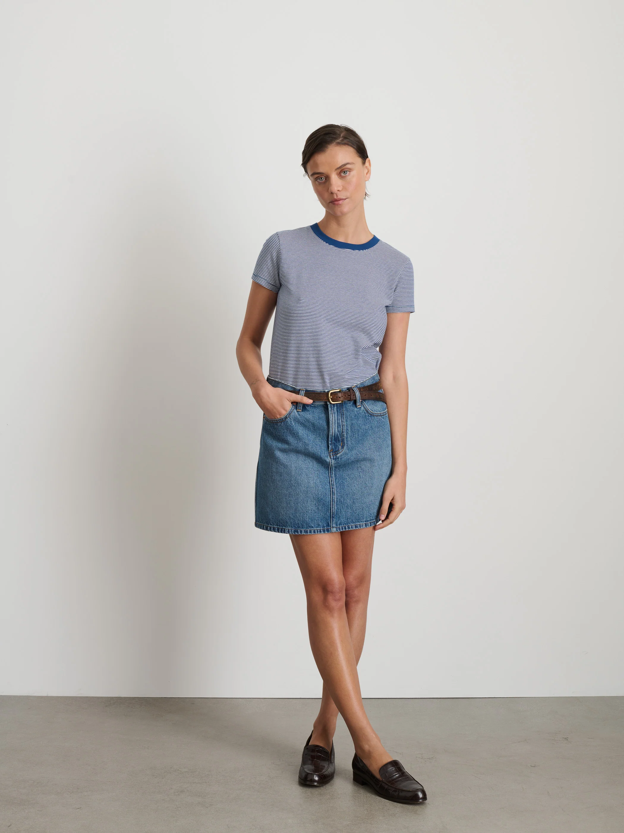 Andie Mini Skirt in Denim - Image 2