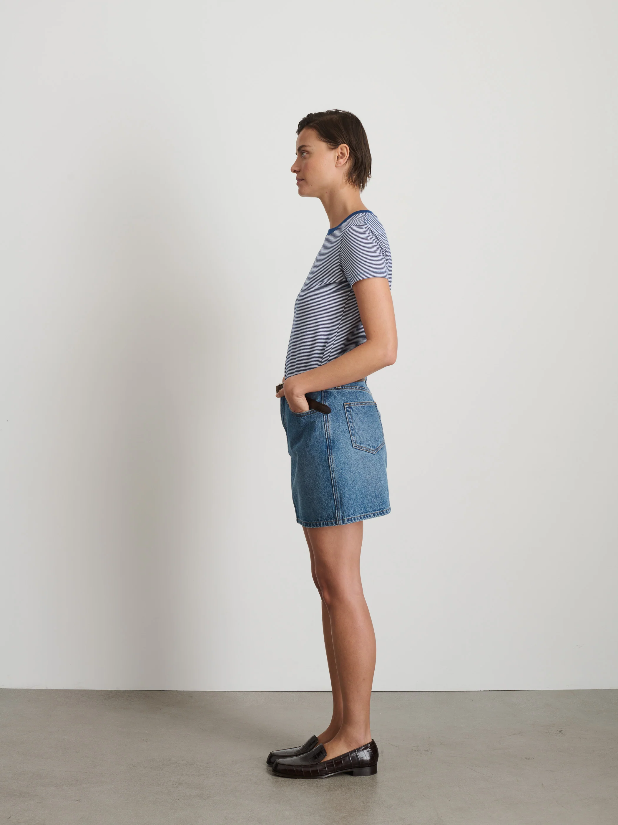 Andie Mini Skirt in Denim - Image 4