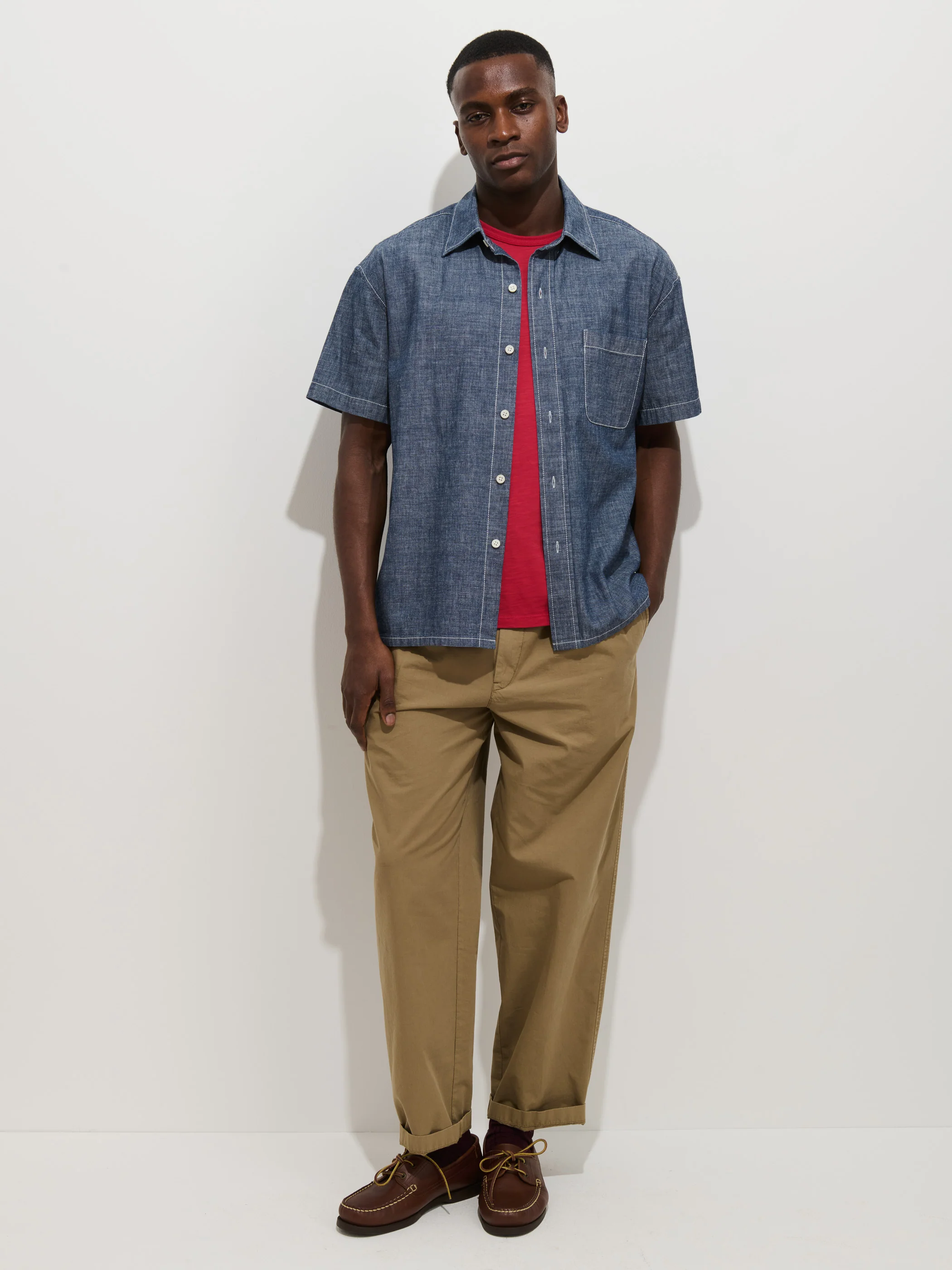 Franklin Short Sleeve Shirt In Chambray - Image 4