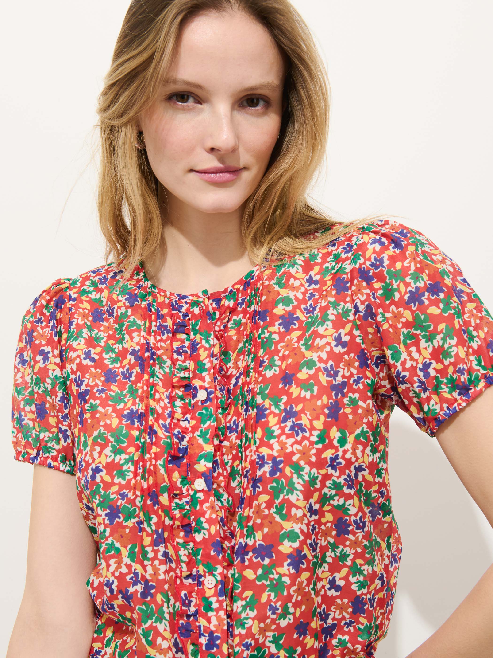Brittany Floral Top In Cotton Silk - Image 4
