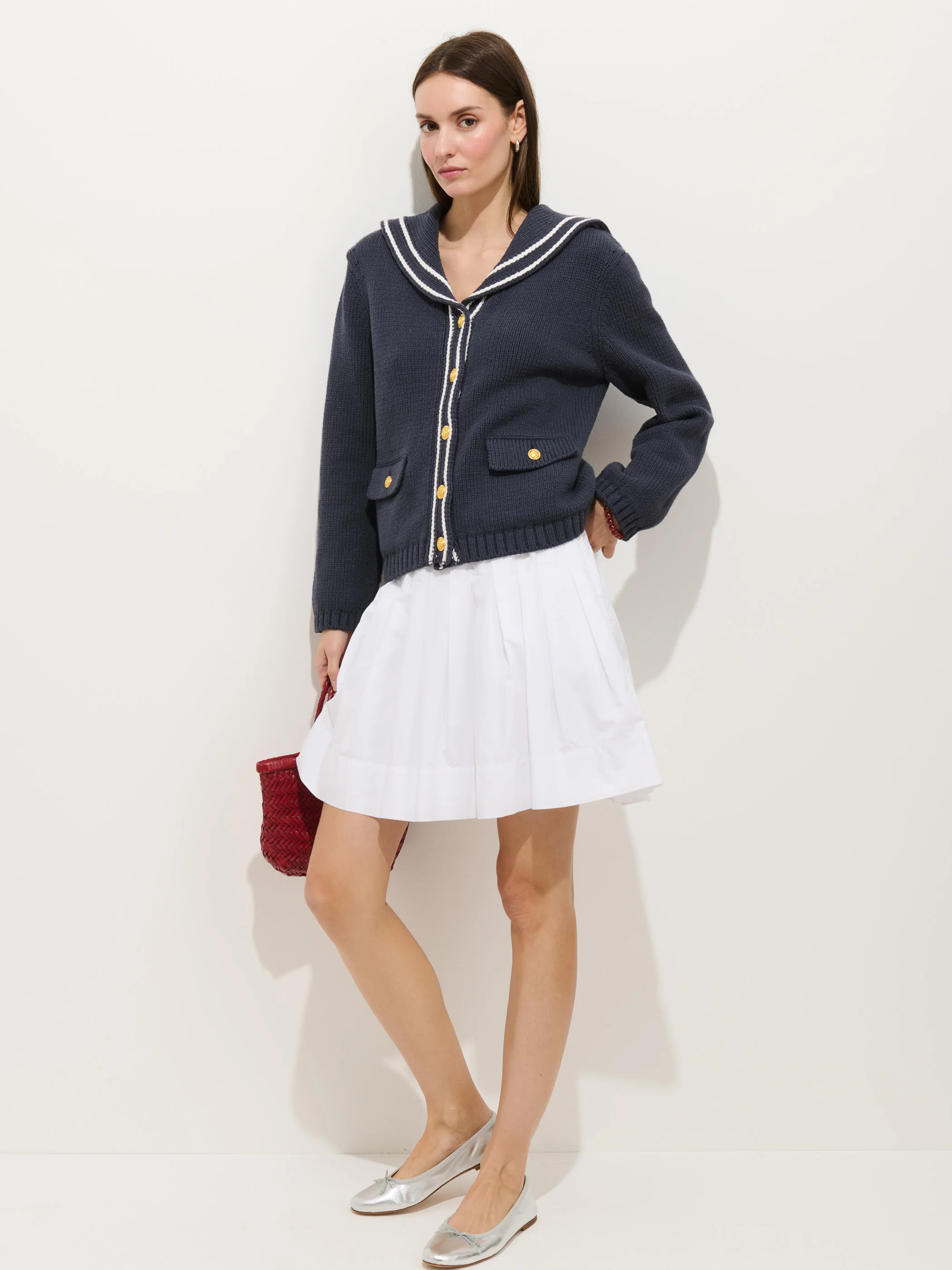 Cassie Sailor Cardigan 
In Cotton Blend - Image 3