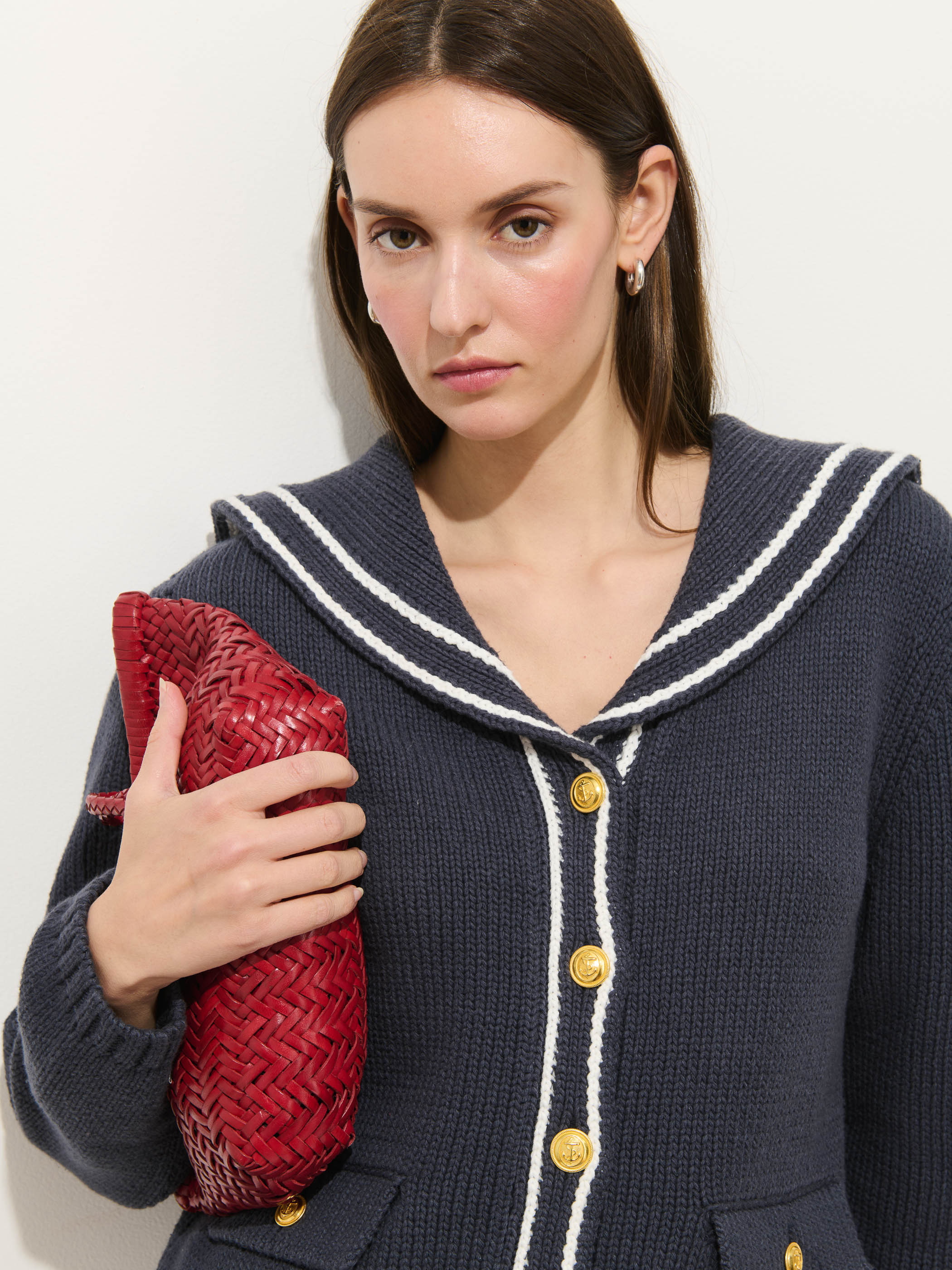 Cassie Sailor Cardigan 
In Cotton Blend - Image 4