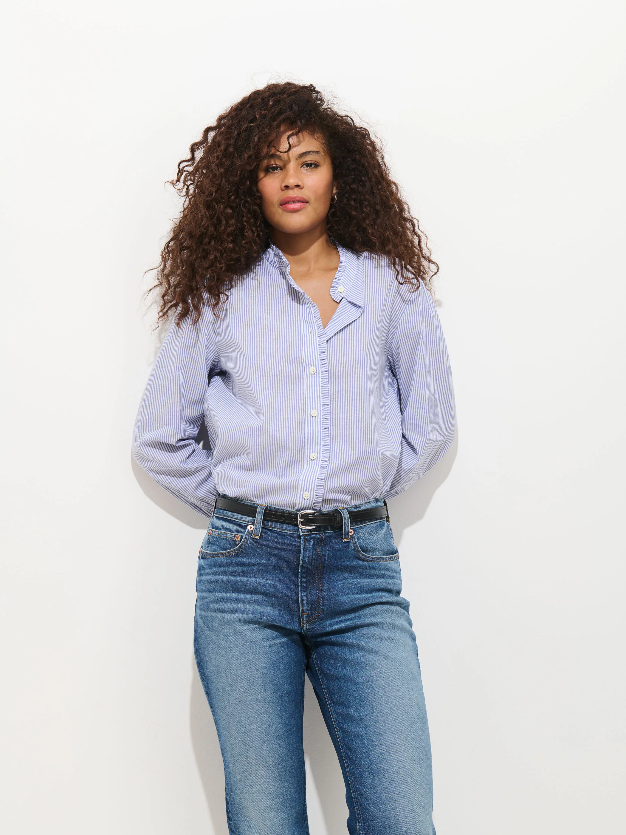 Chantilly Striped Ruffle Shirt In Cotton Voile - Image 3
