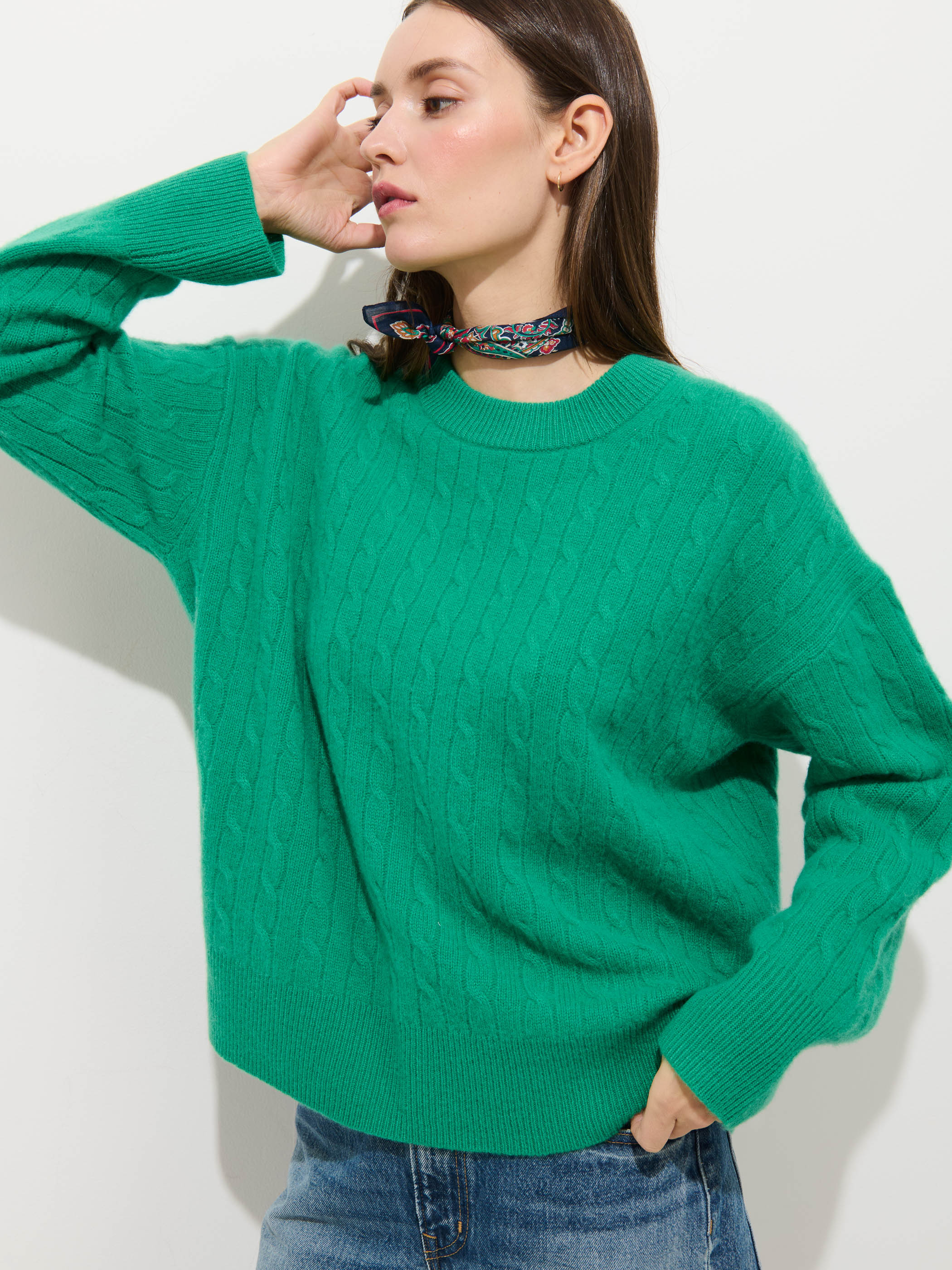 Charlie Cable Sweater In Cashmere - Image 6