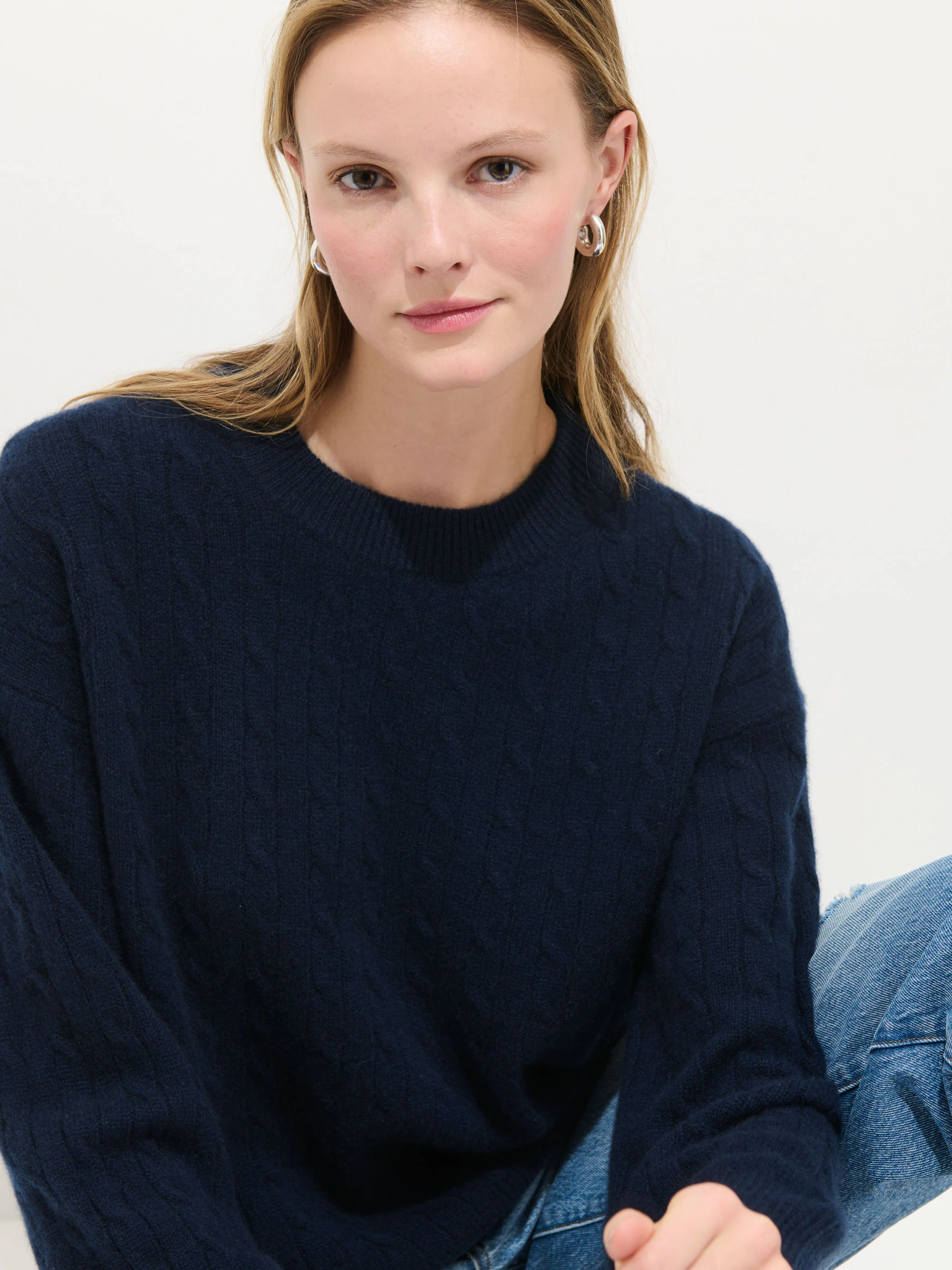 Charlie Cable Sweater In Cashmere - Image 3