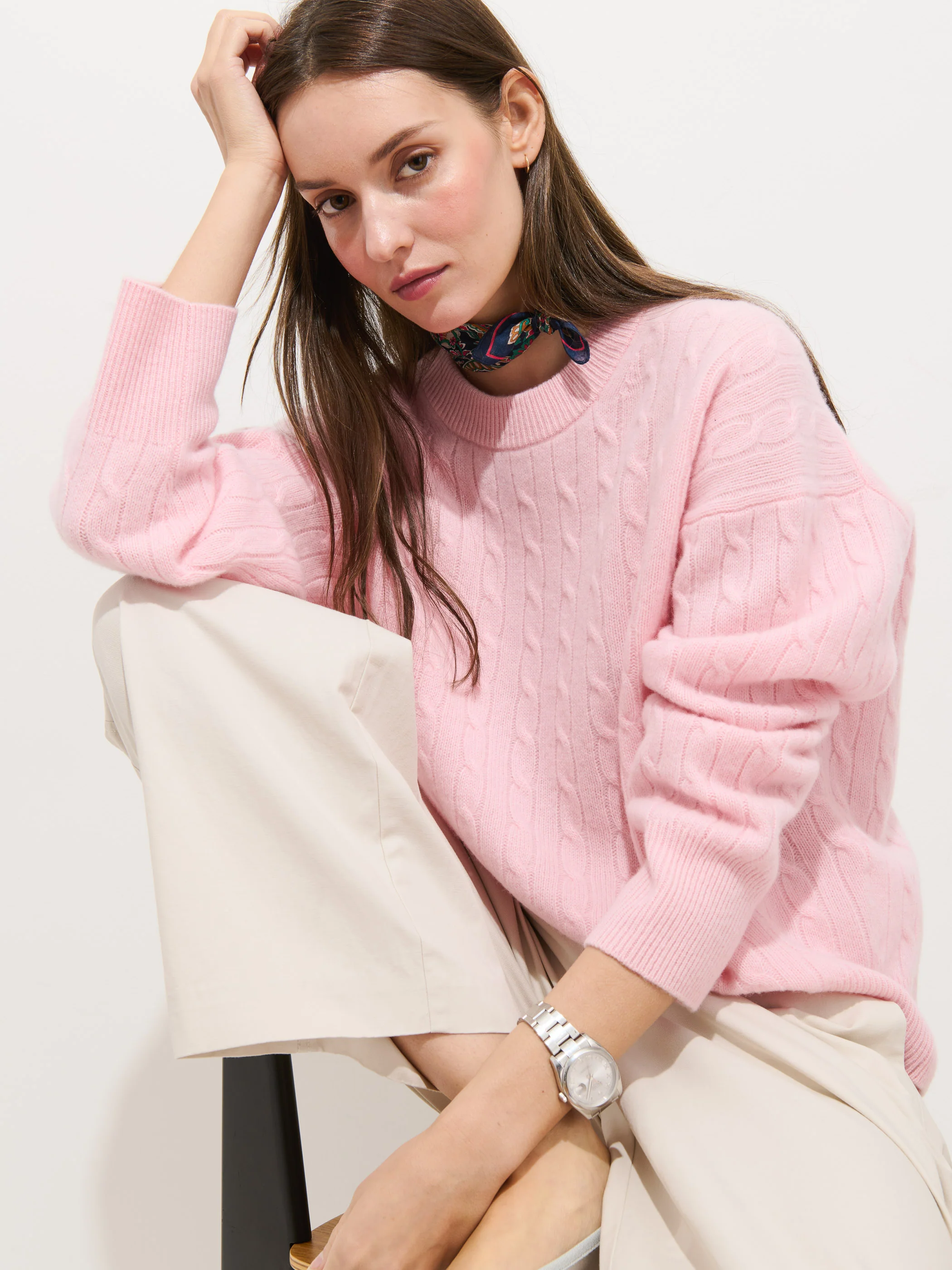 Charlie Cable Sweater In Cashmere