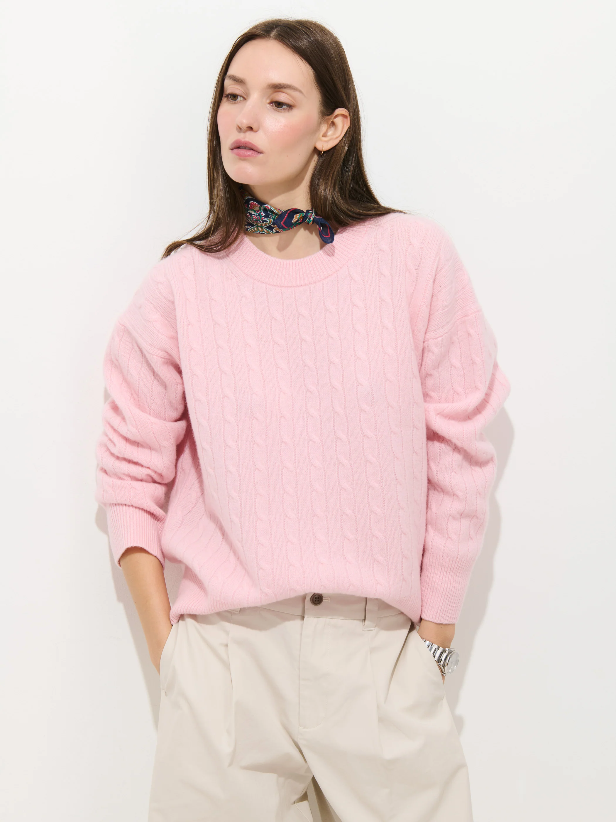 Charlie Cable Sweater In Cashmere - Image 3