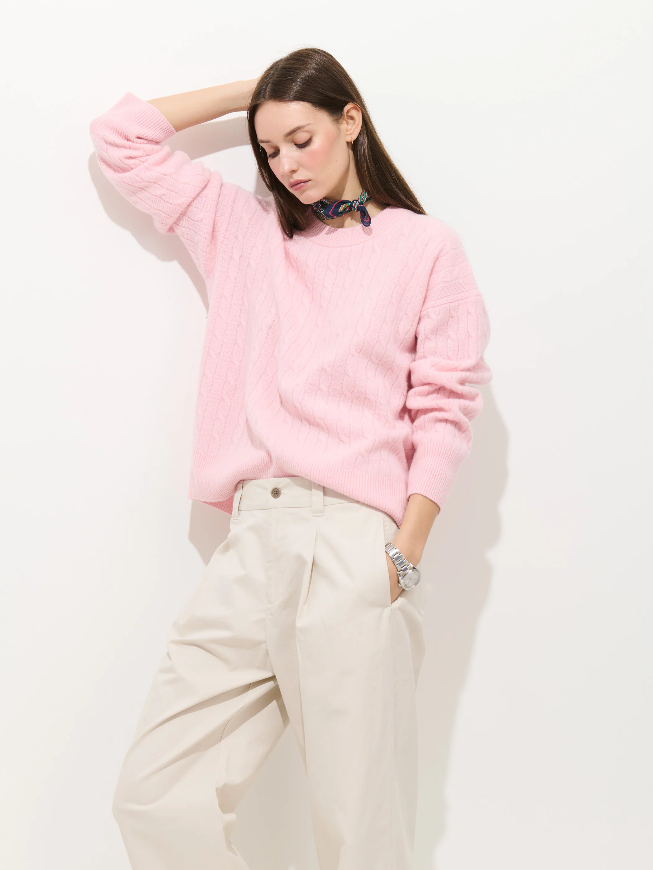 Charlie Cable Sweater In Cashmere - Image 5