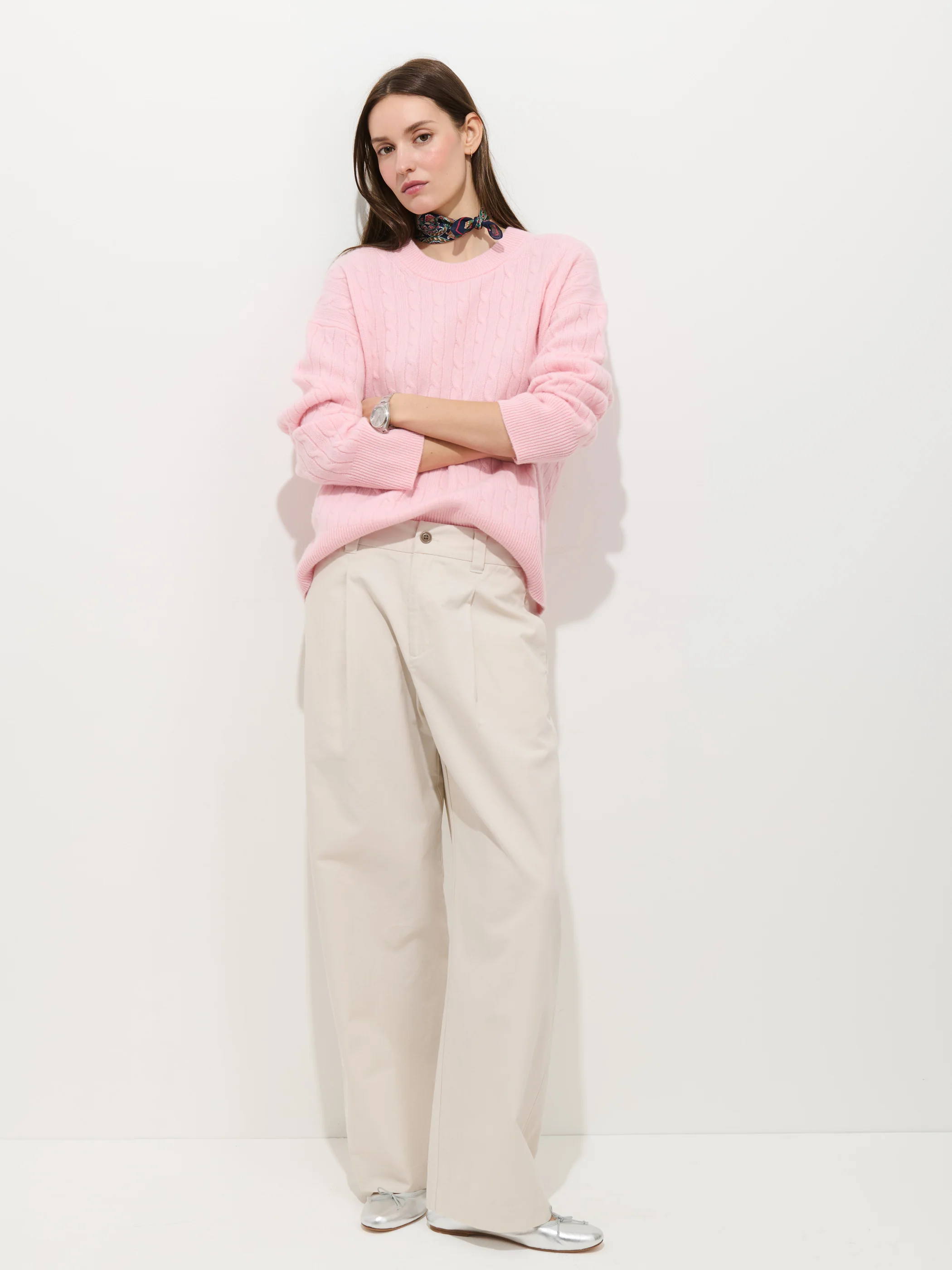 Charlie Cable Sweater In Cashmere - Image 6