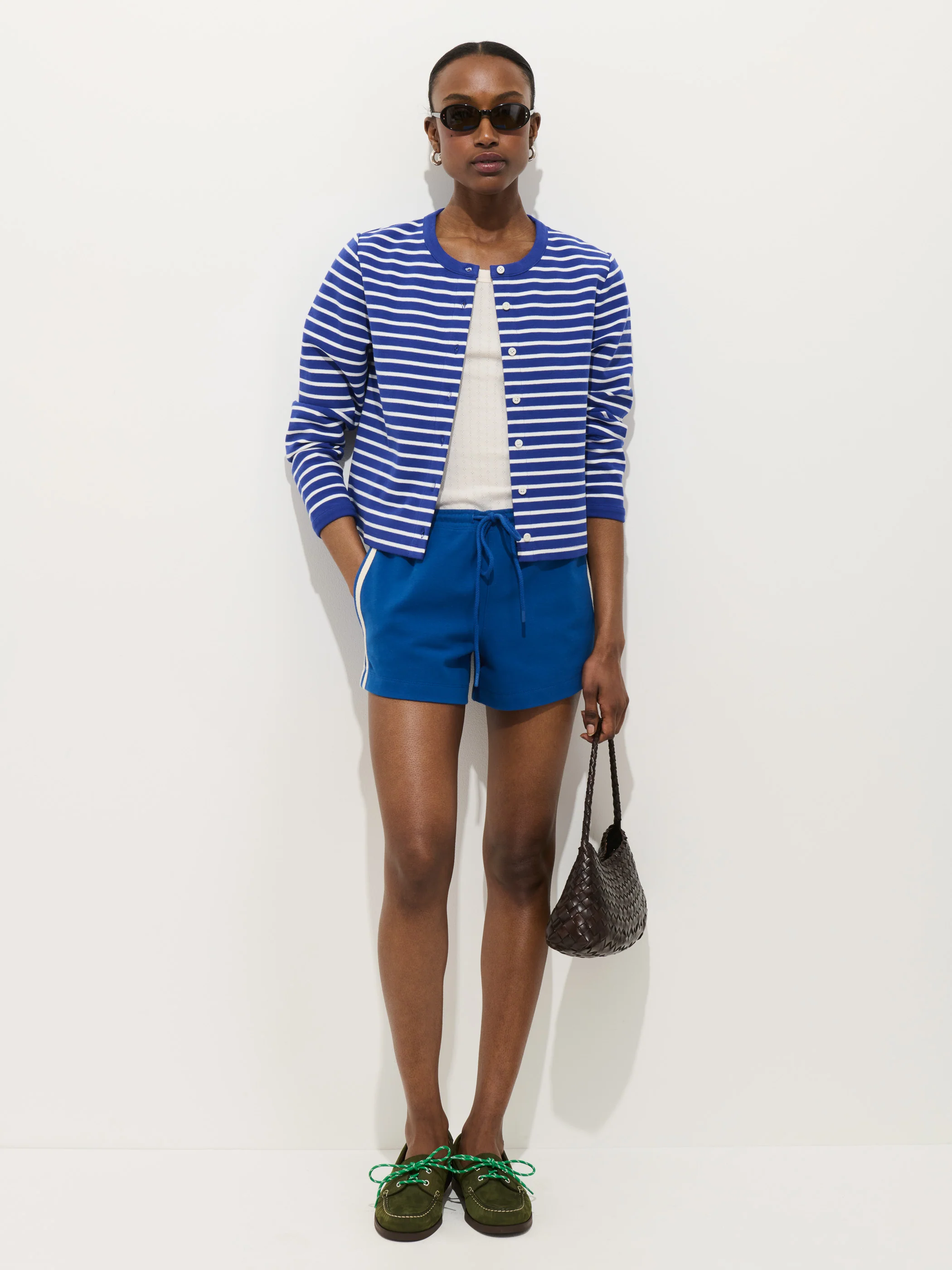 Coco Sport Striped Cardigan In Cotton - Image 3