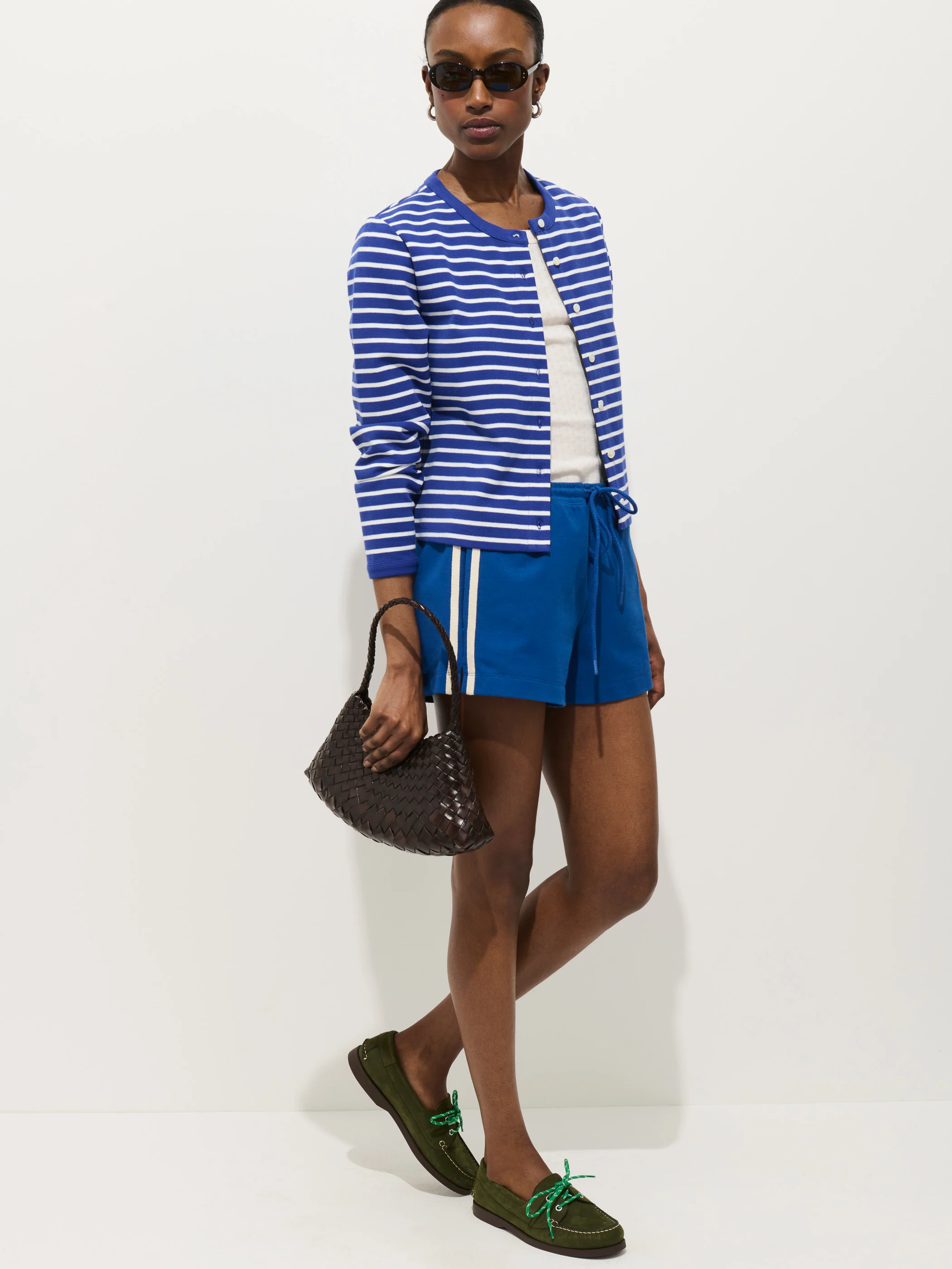 Coco Sport Striped Cardigan In Cotton - Image 4