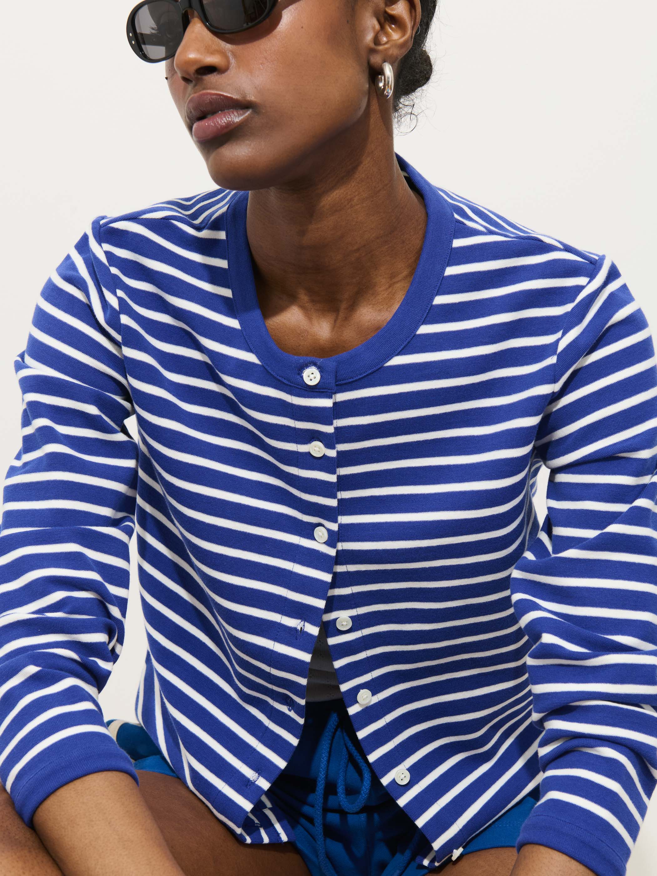 Coco Sport Striped Cardigan In Cotton - Image 5