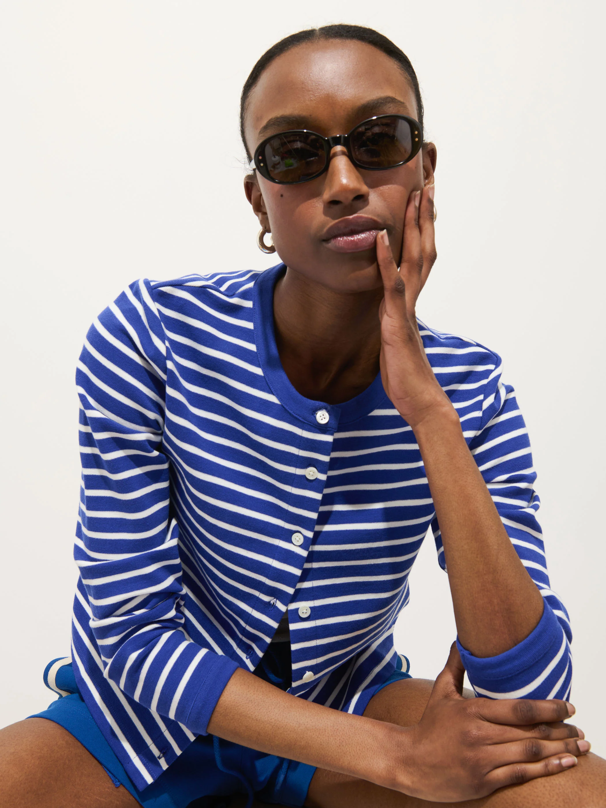 Coco Sport Striped Cardigan In Cotton - Image 6