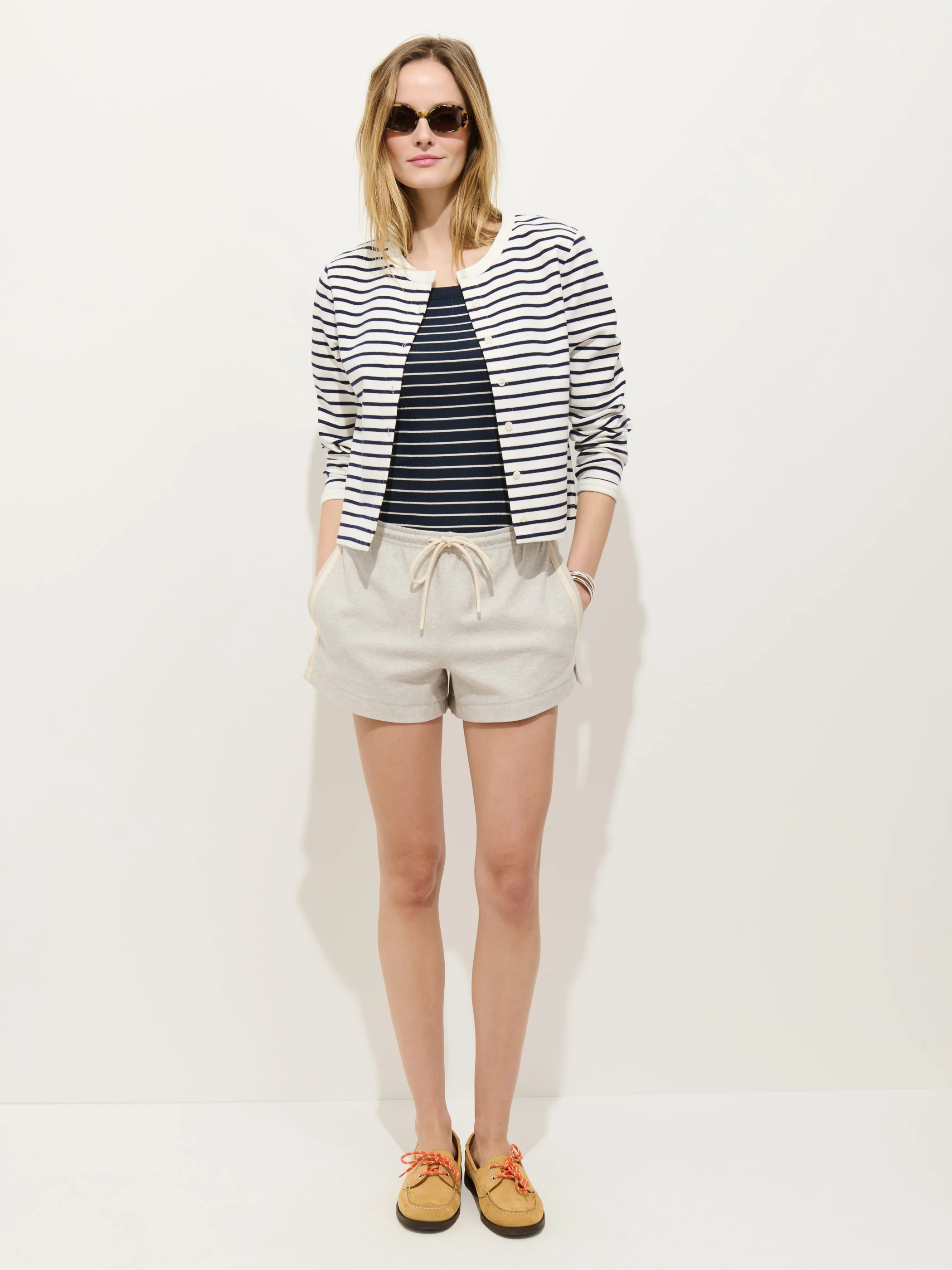 Coco Sport Striped Cardigan In Cotton - Image 3