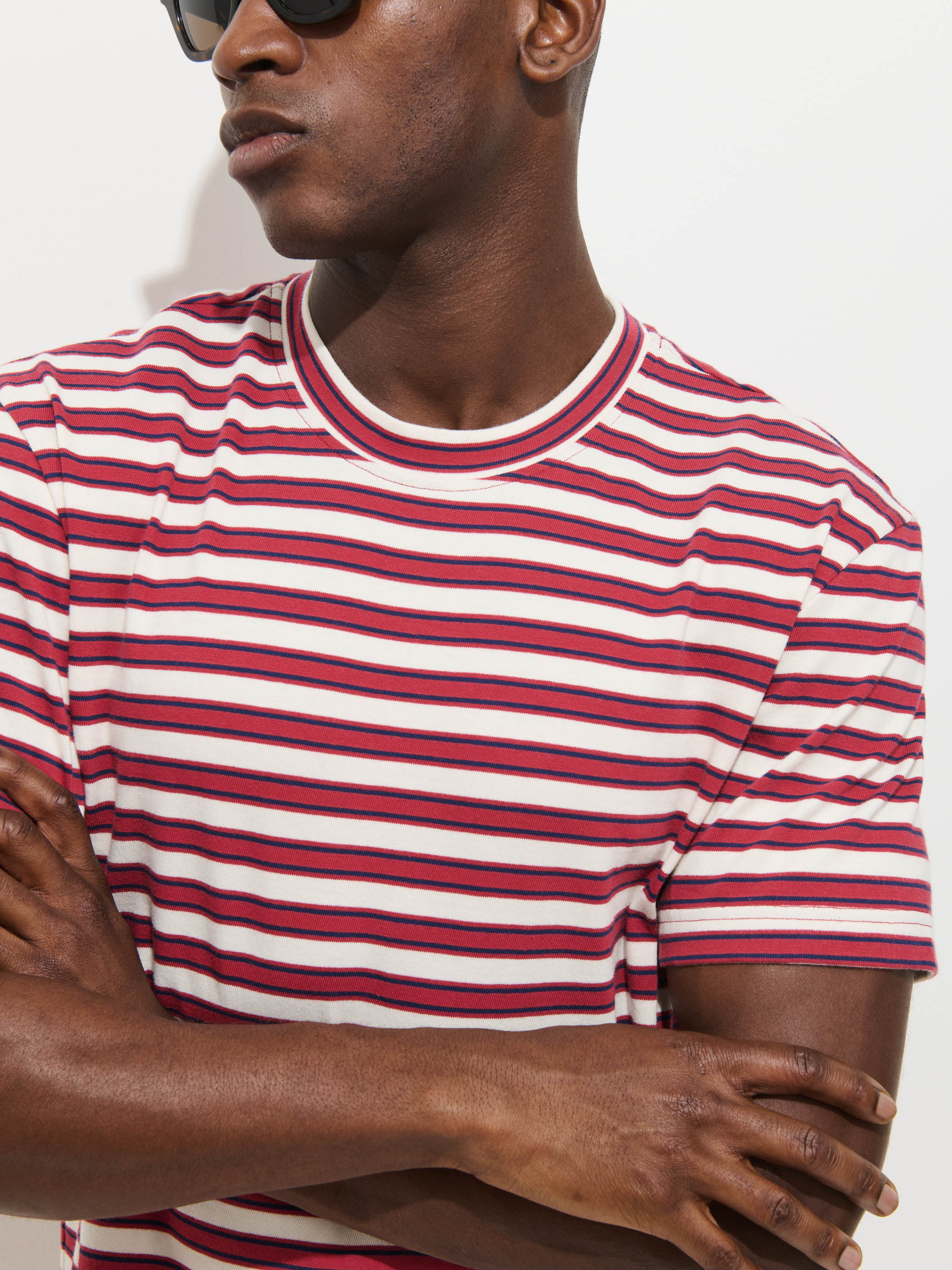 Crosby Striped Tee In Heavy Slub Cotton - Image 4