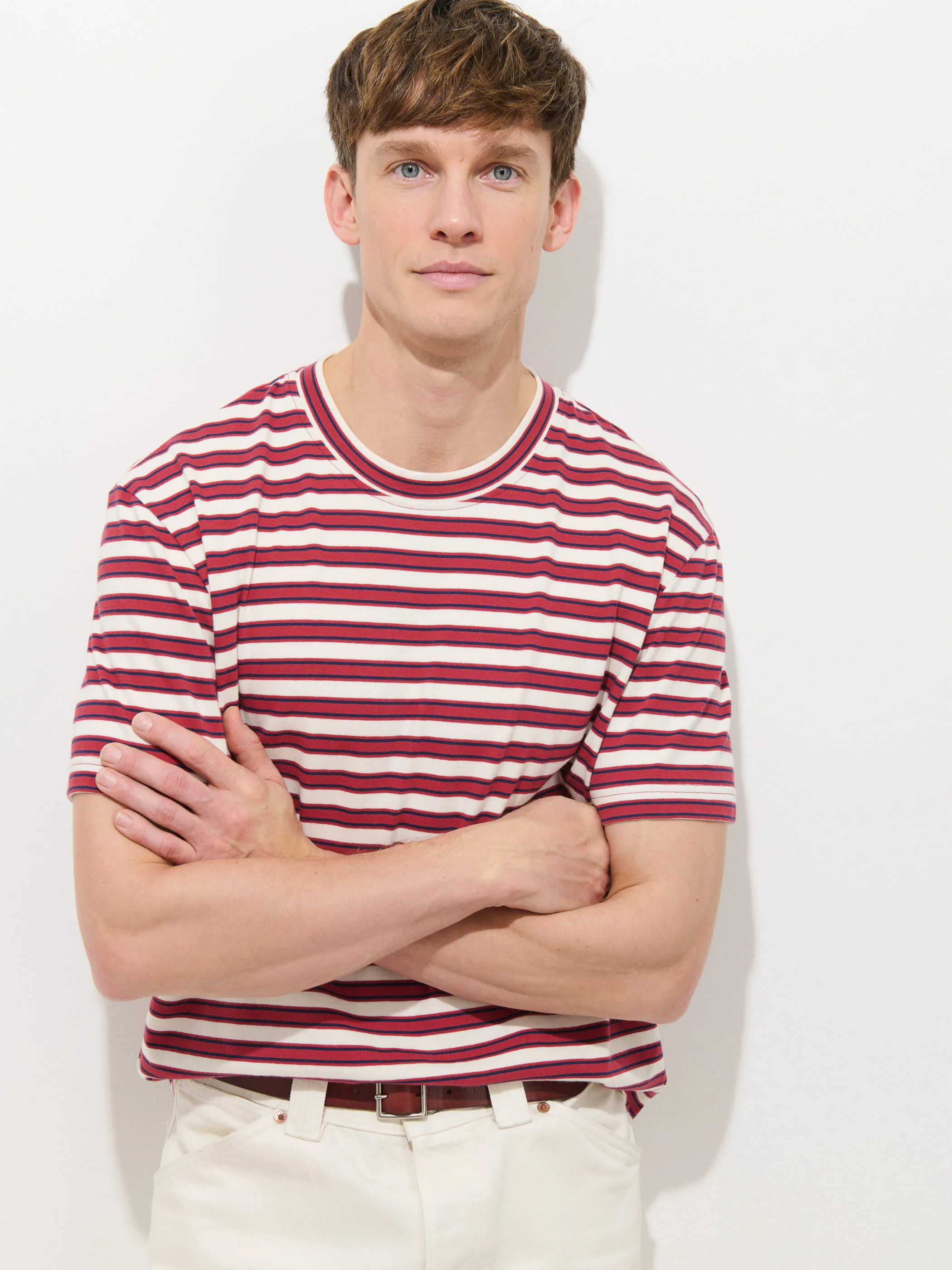 Crosby Striped Tee In Heavy Slub Cotton - Image 6