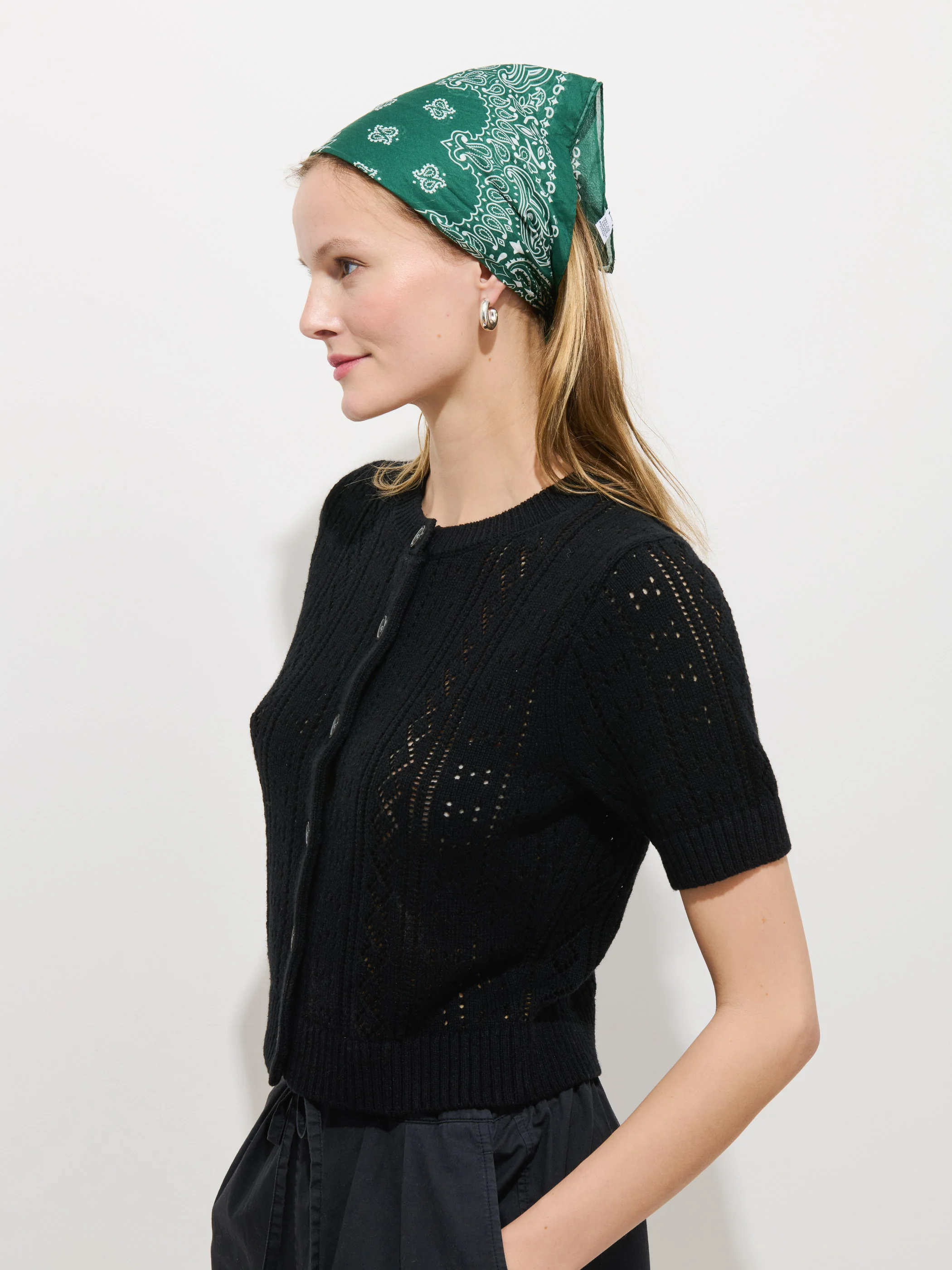 Elle Pointelle Cardigan In Linen Cotton - Image 4