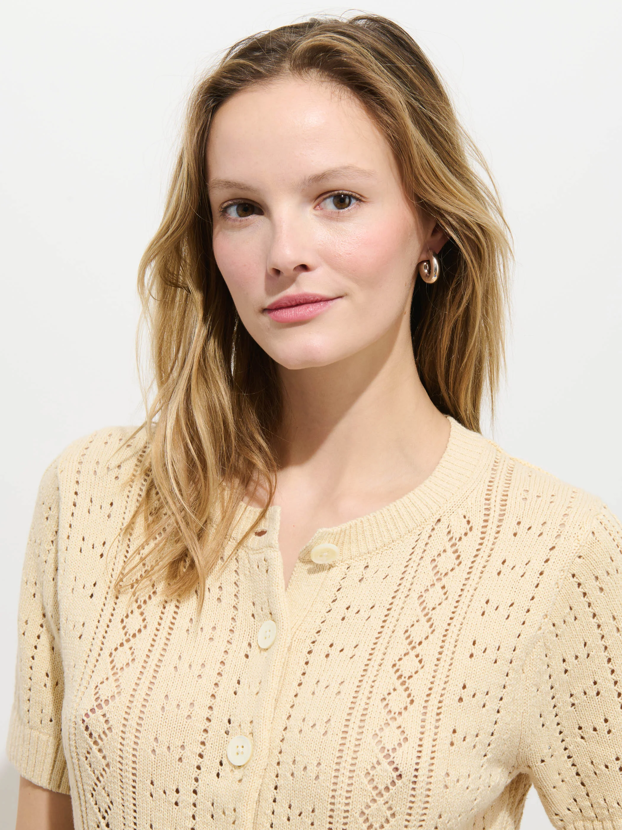 Elle Pointelle Cardigan In Linen Cotton - Image 5
