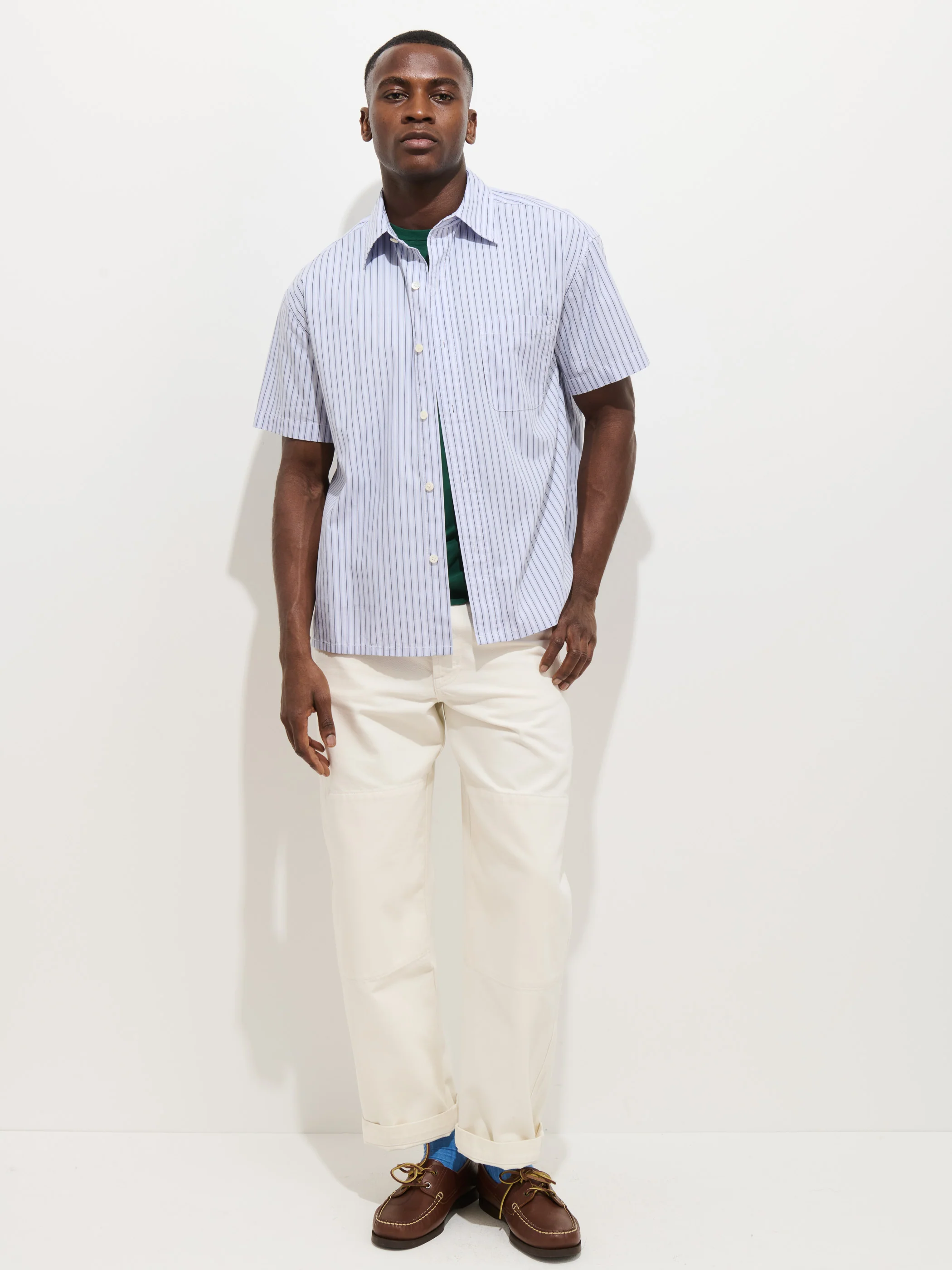 Franklin Striped Short Sleeve Shirt In Paper Poplin - Image 3