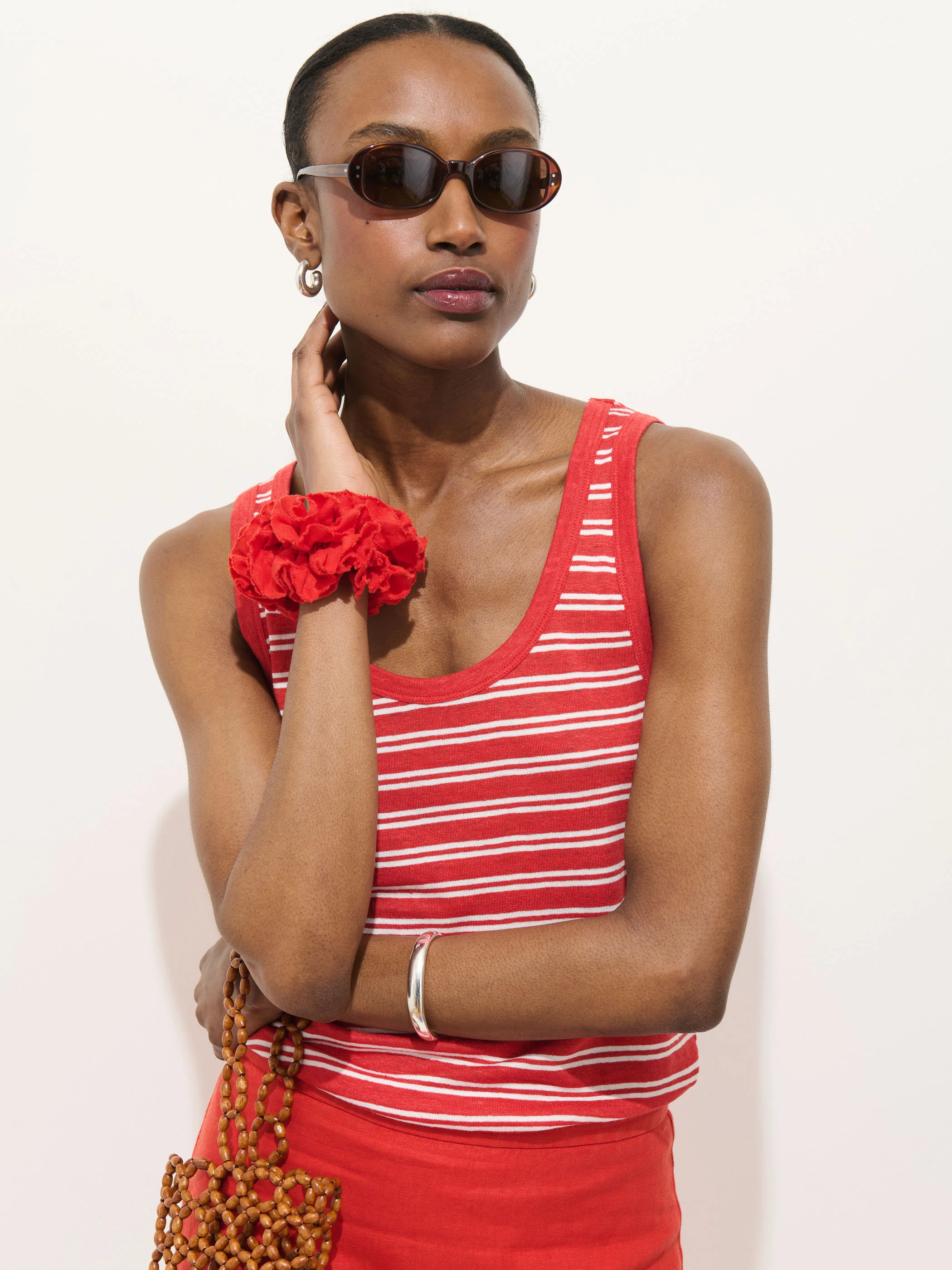 Garcon Striped Tank In Linen Cotton - Image 4