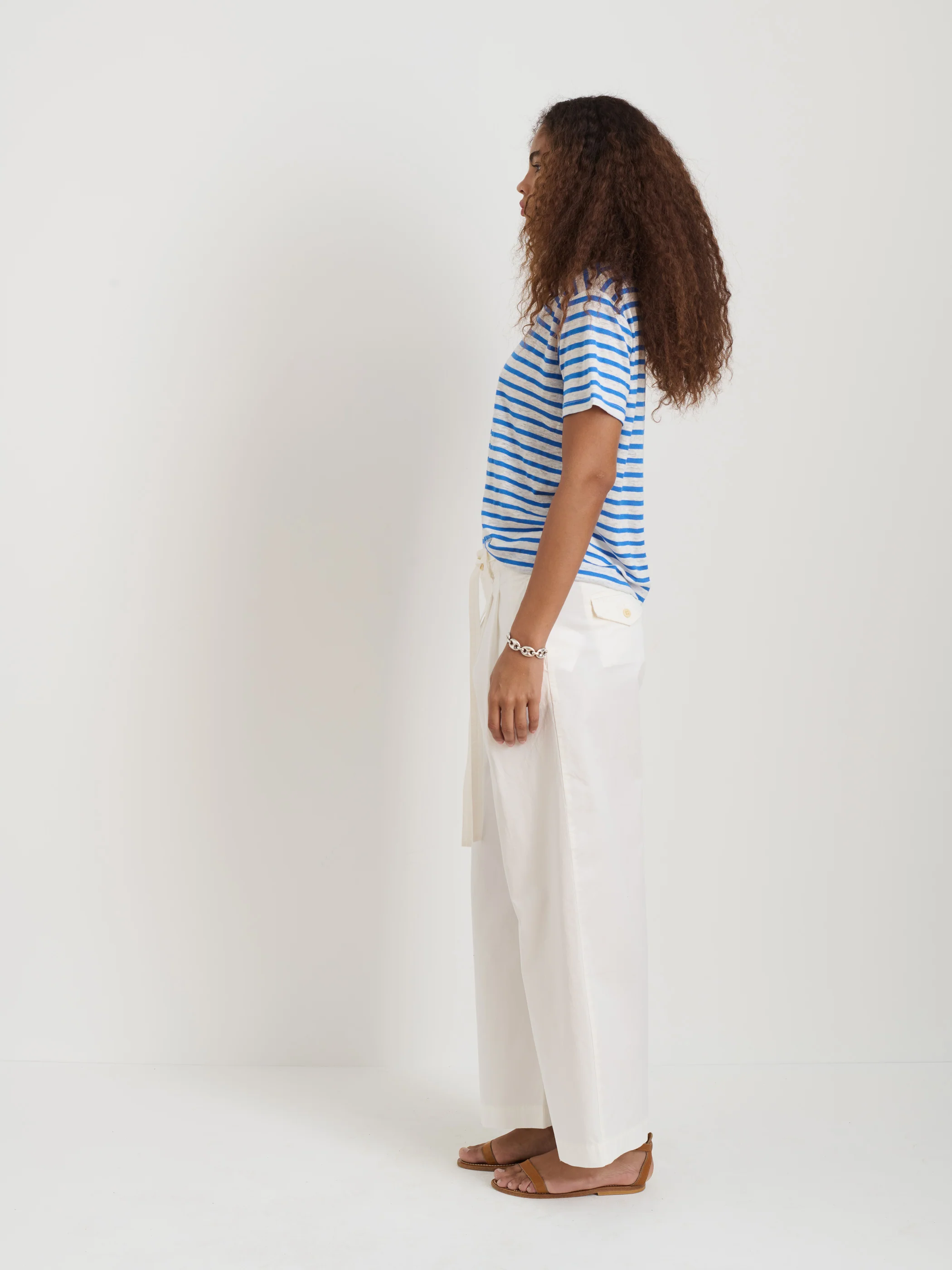 Garcon Striped Tee In Linen Cotton - Image 4
