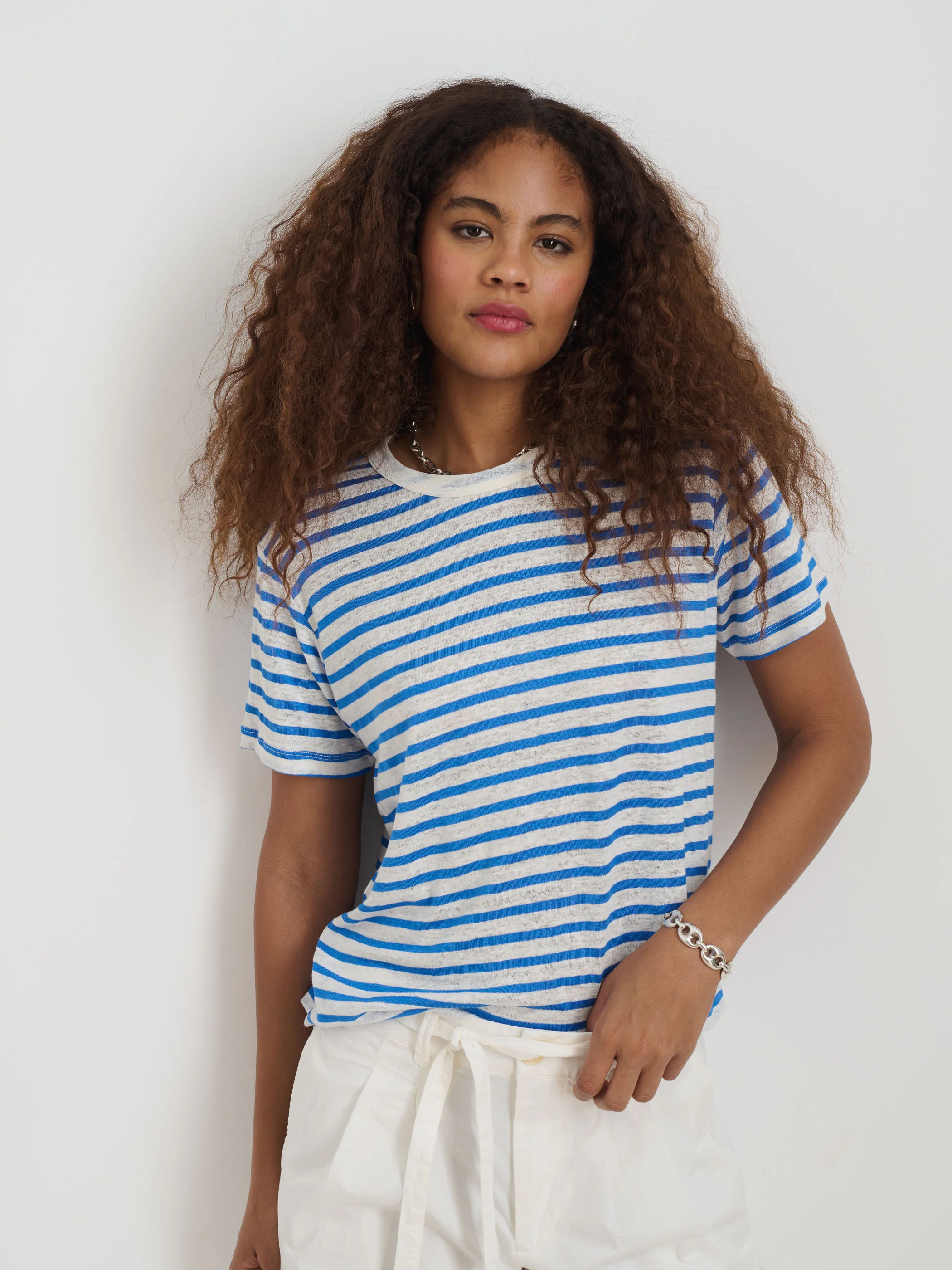 Garcon Striped Tee In Linen Cotton - Image 6