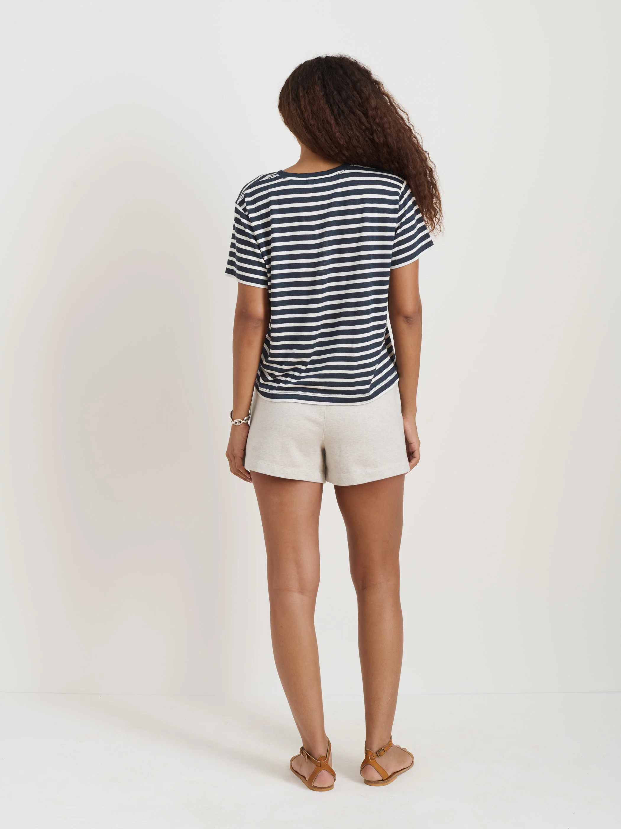 Garcon Striped Tee In Linen Cotton - Image 6