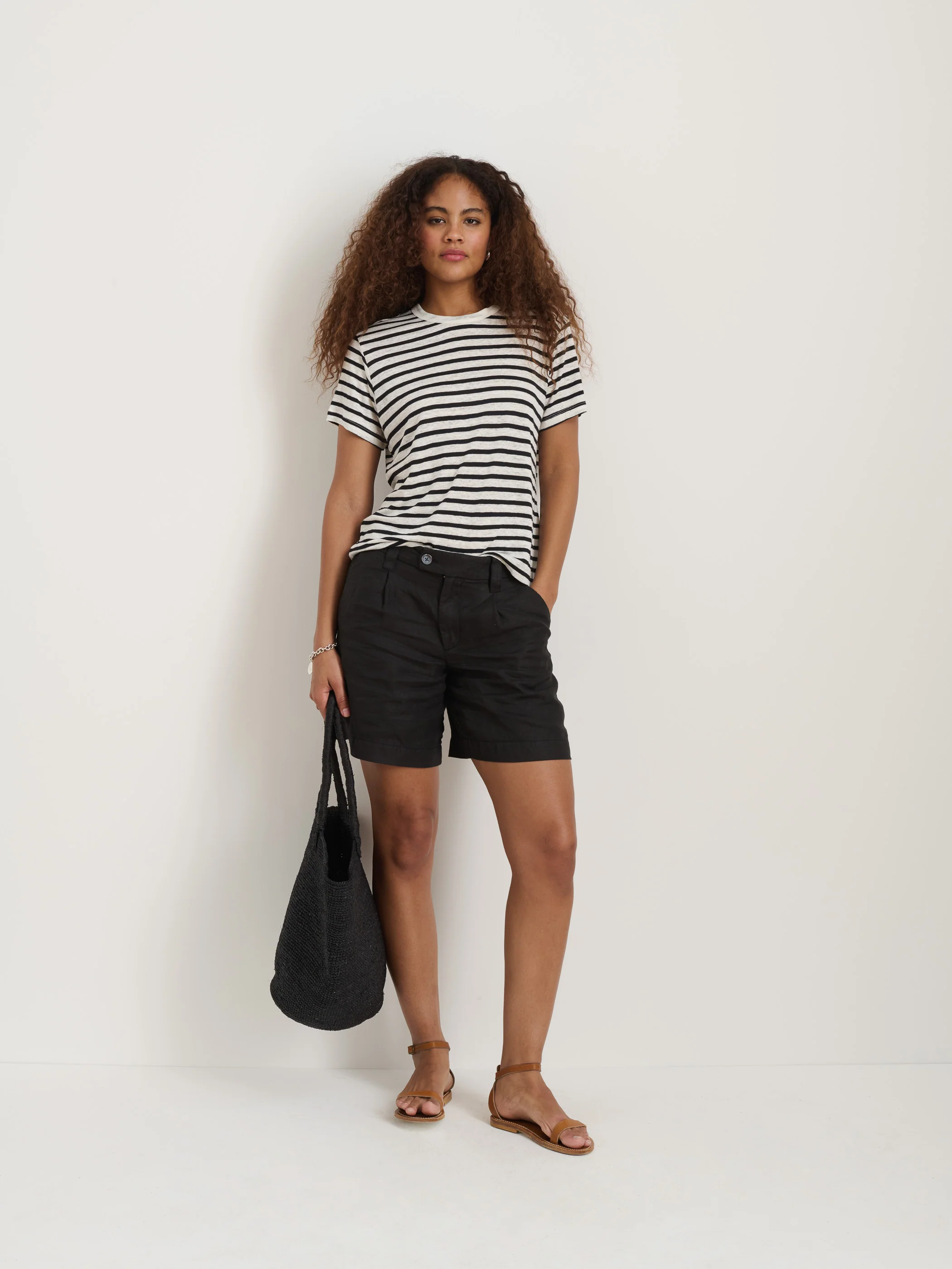 Garcon Striped Tee In Linen Cotton - Image 7
