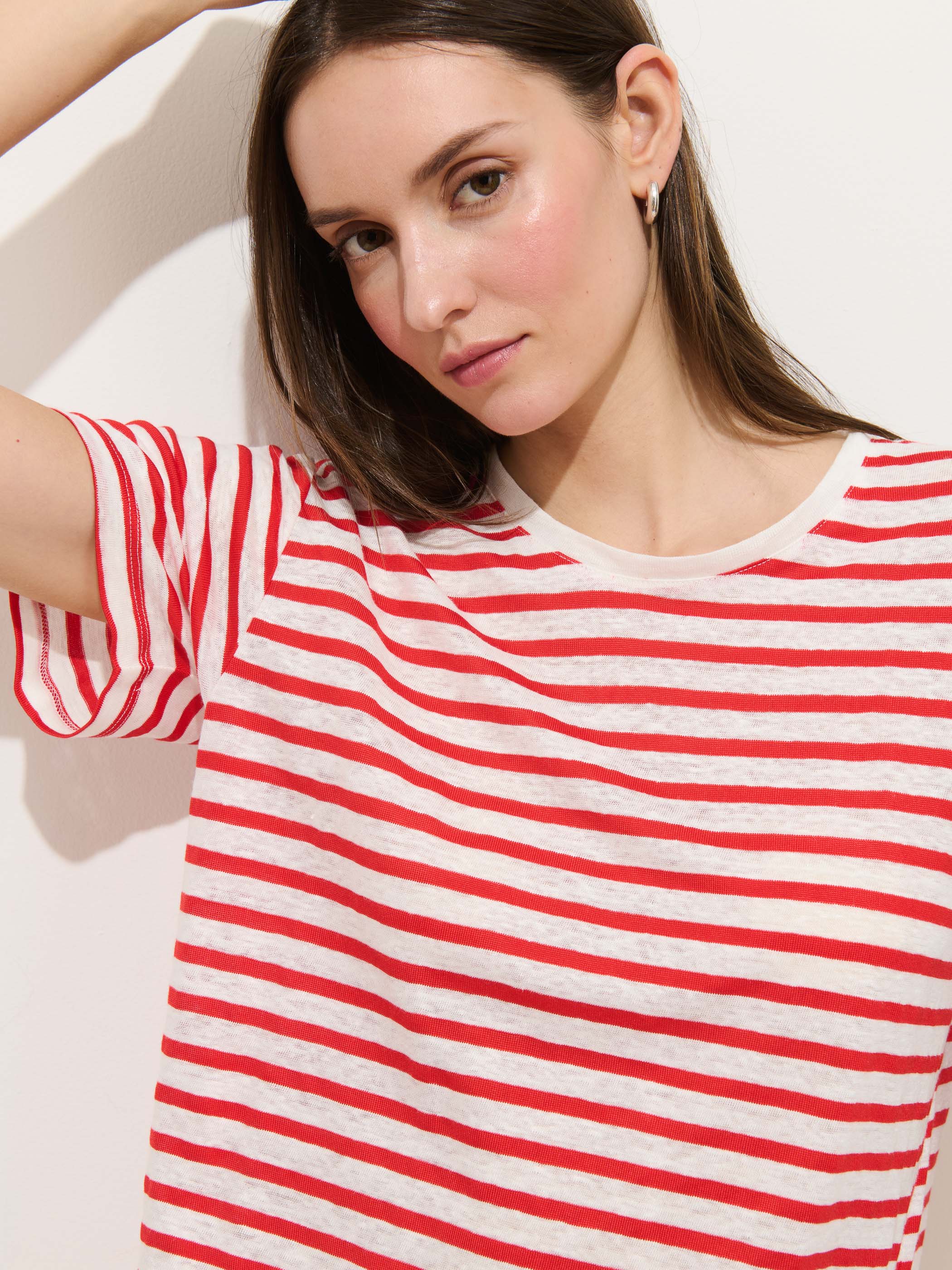 Garcon Striped Tee In Linen Cotton - Image 4