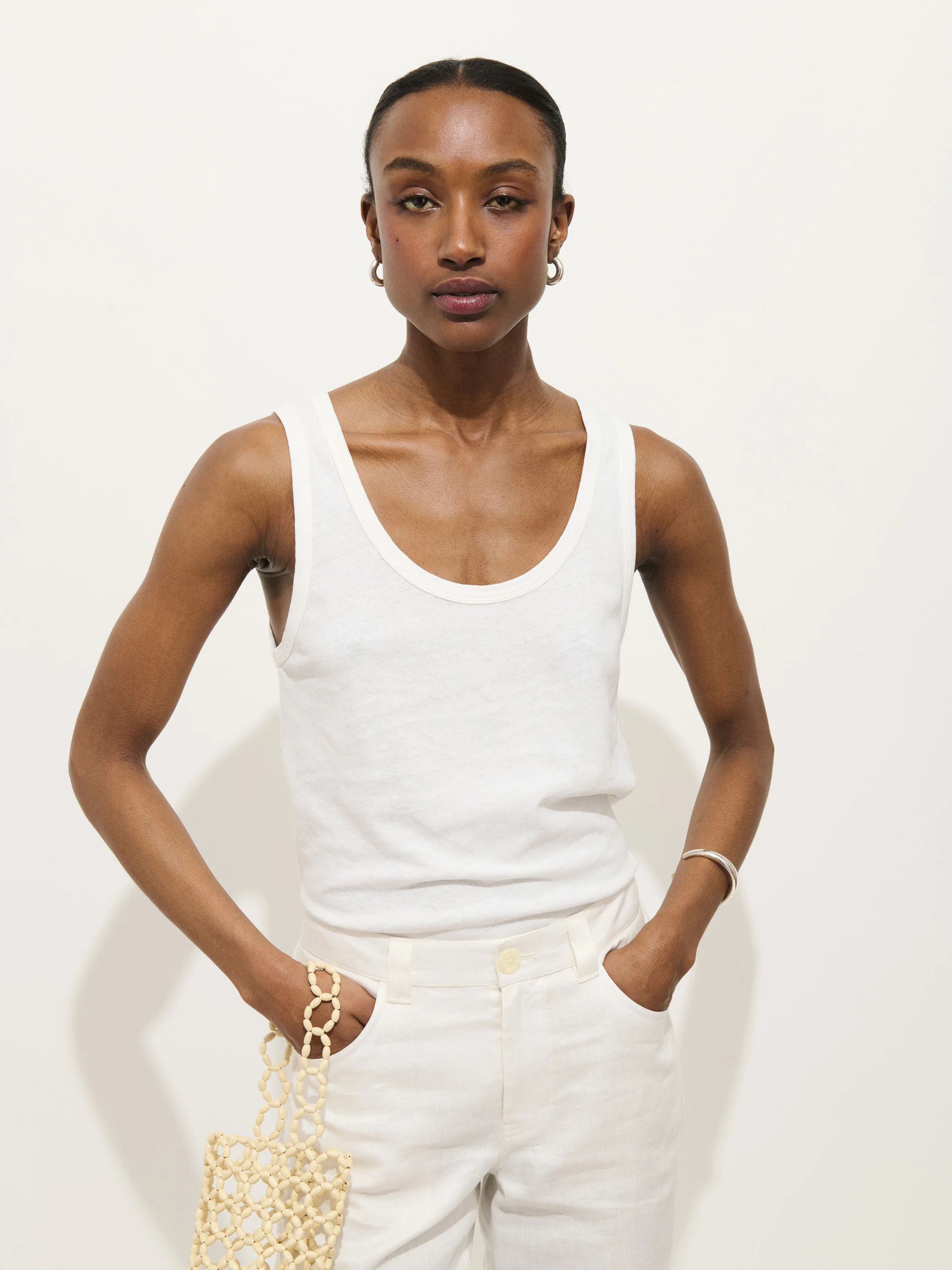 Garcon Tank In Linen Cotton