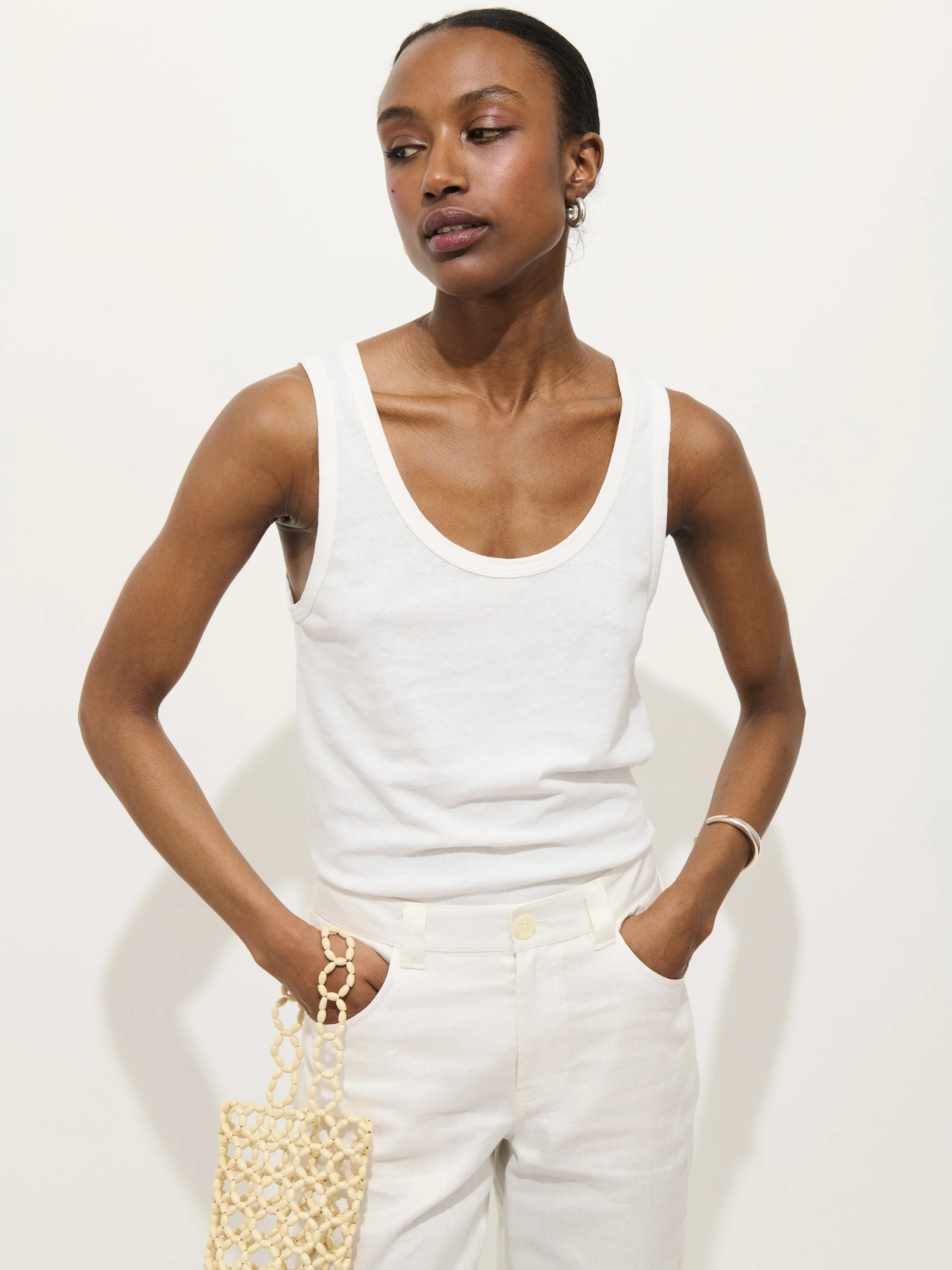 Garcon Tank In Linen Cotton - Image 4
