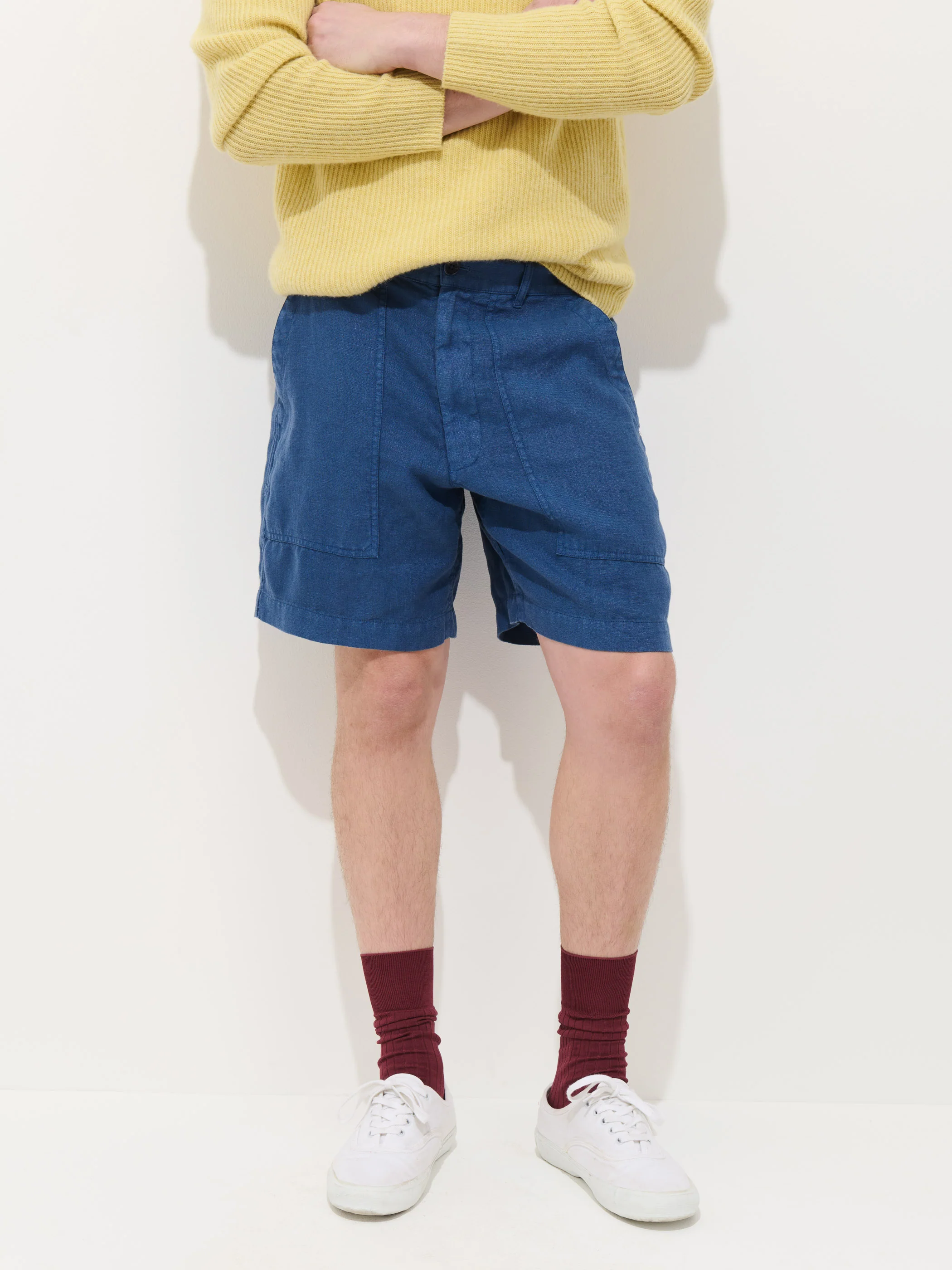 Garment Dyed Pull On Field Short In Linen - Image 3