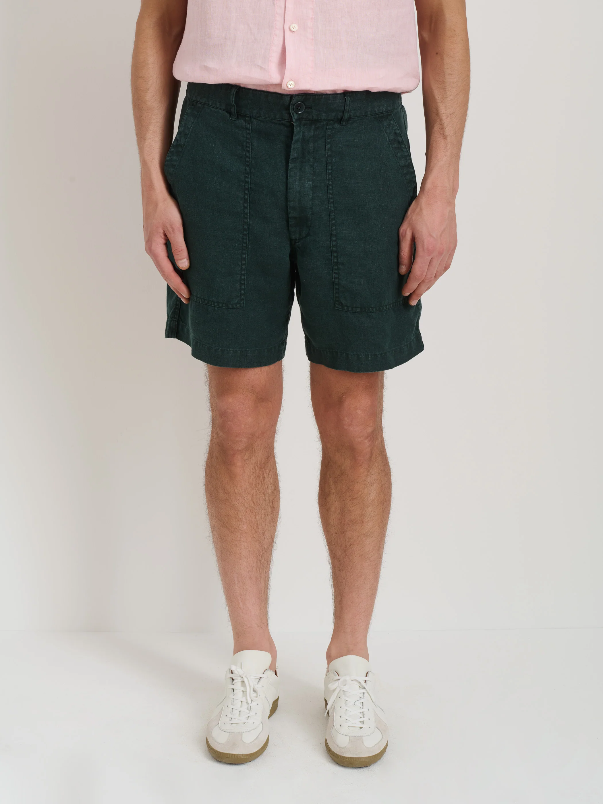 Garment Dyed Pull On Field Short In Linen - Image 3