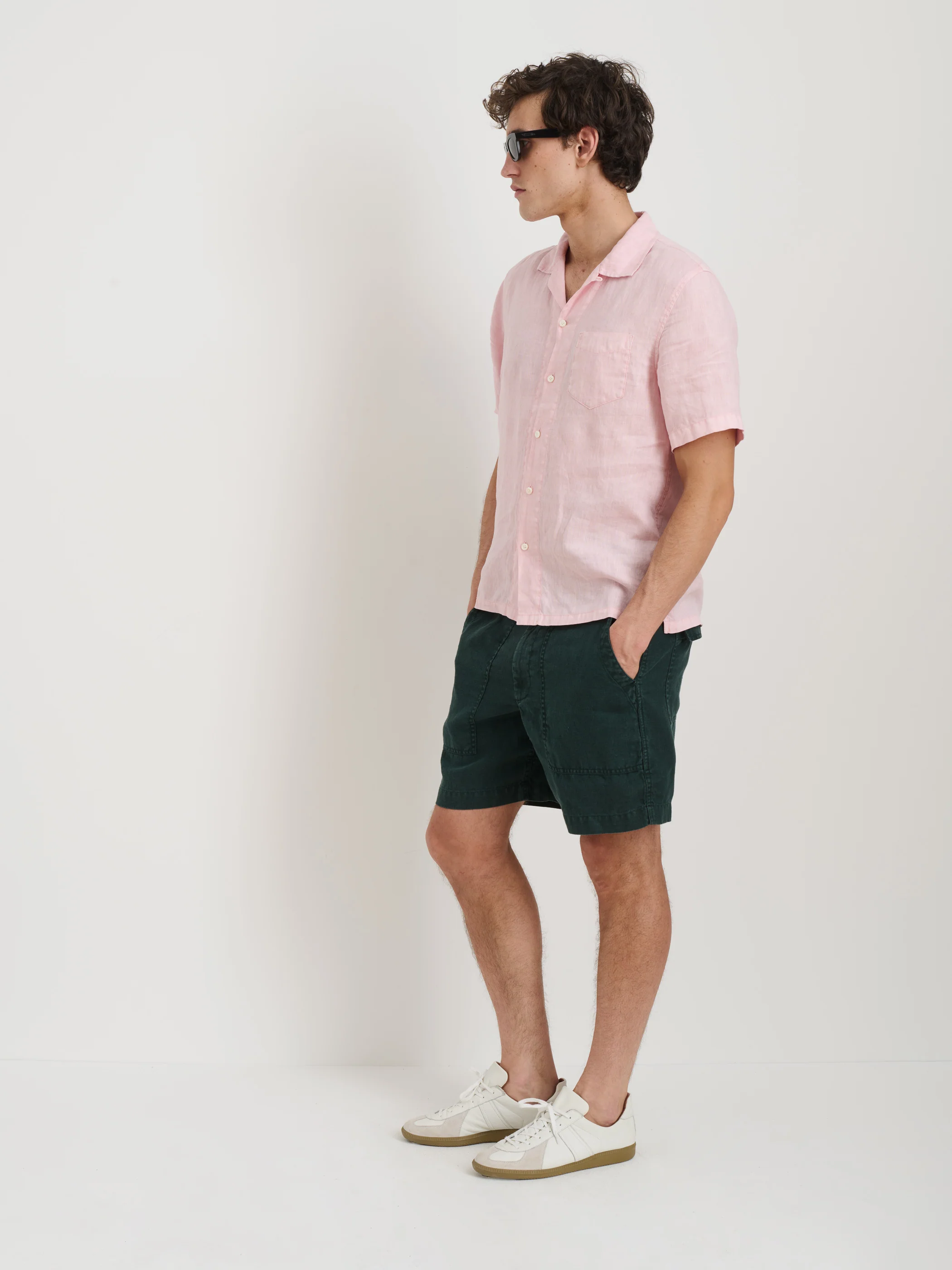 Garment Dyed Pull On Field Short In Linen - Image 4