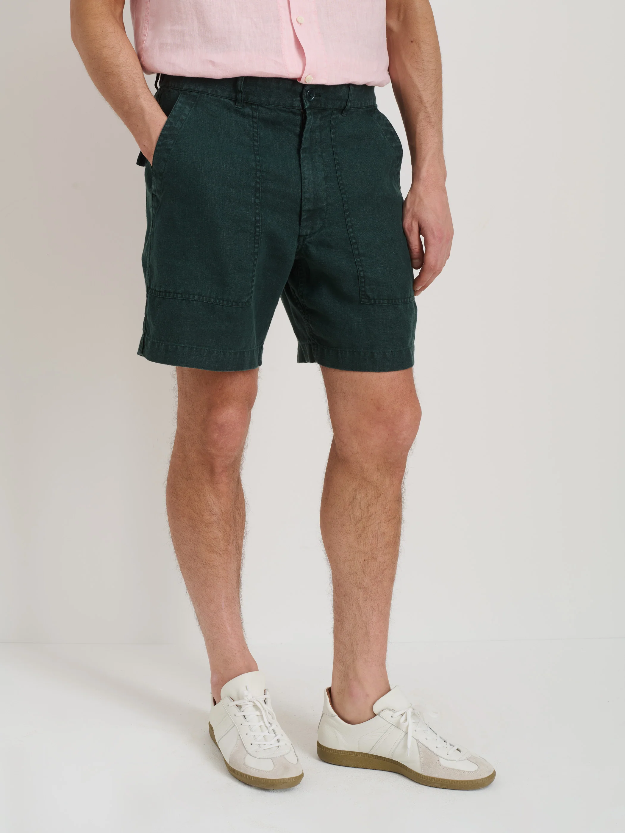 Garment Dyed Pull On Field Short In Linen - Image 6