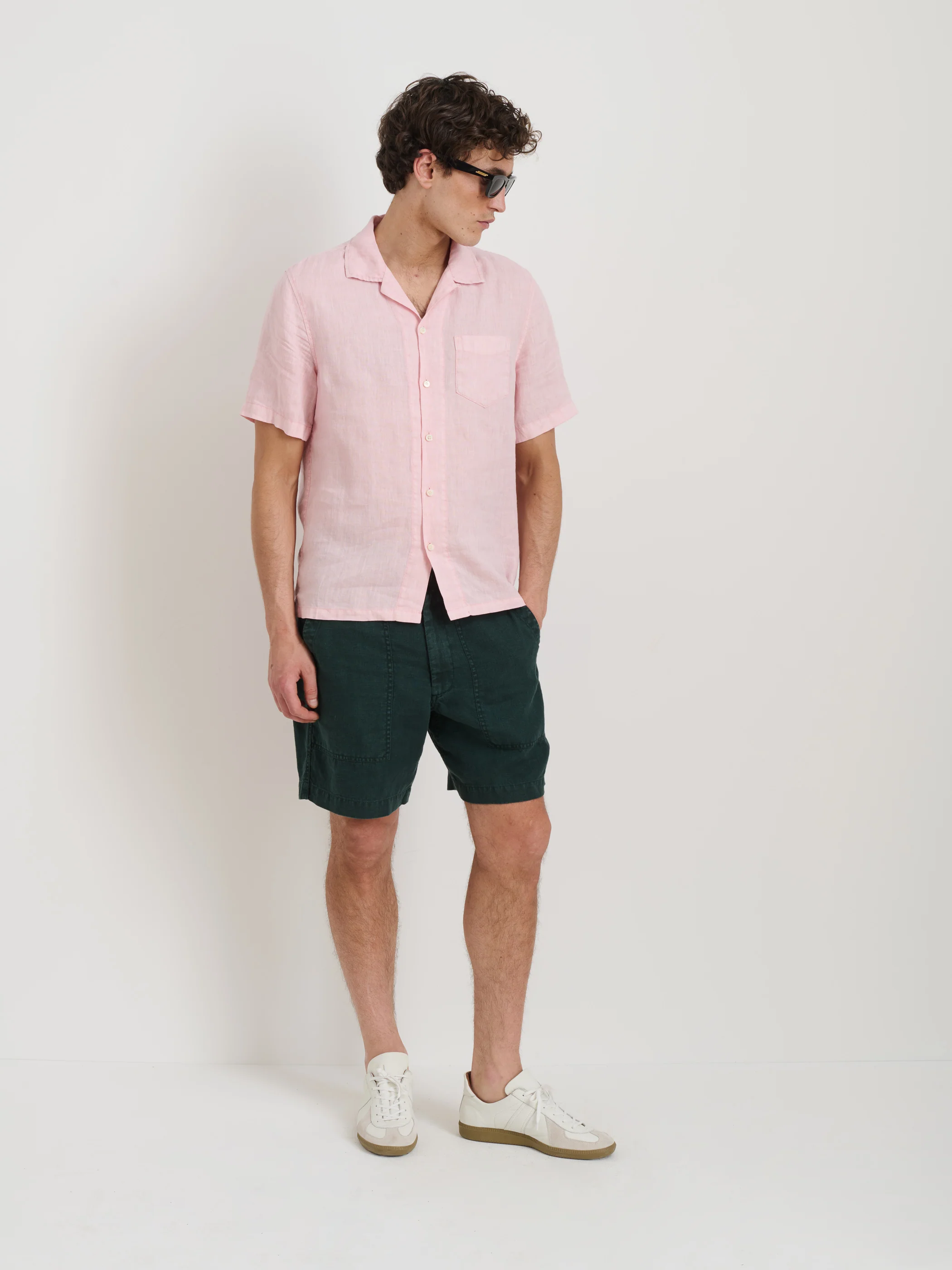 Garment Dyed Pull On Field Short In Linen - Image 7