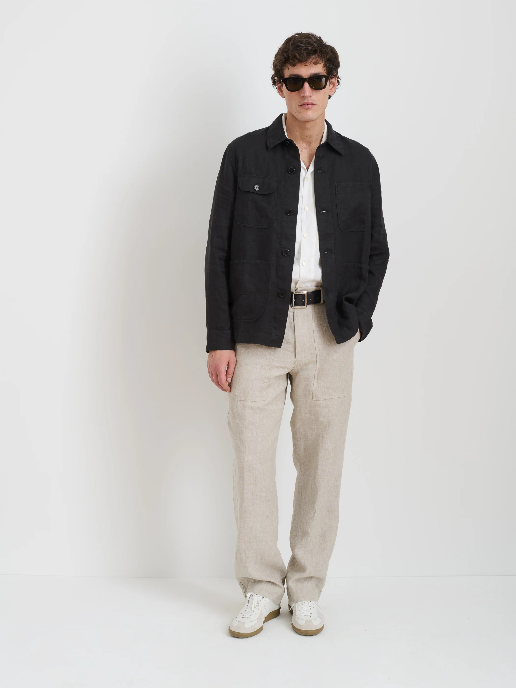 Garment Dyed Work Jacket in Linen - Image 3