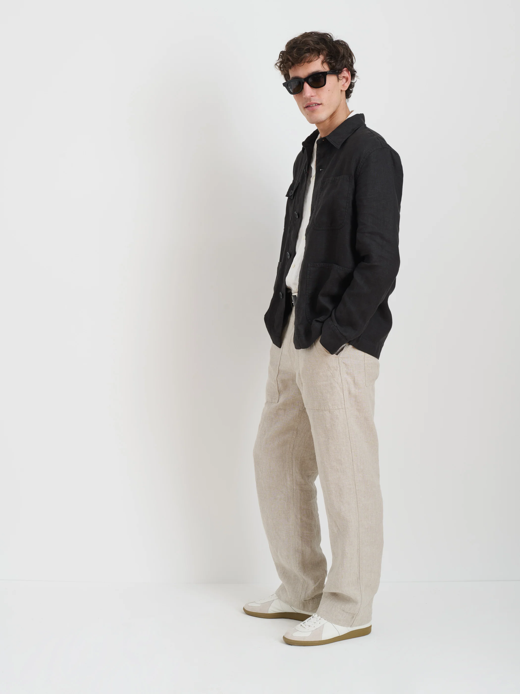 Garment Dyed Work Jacket in Linen - Image 4