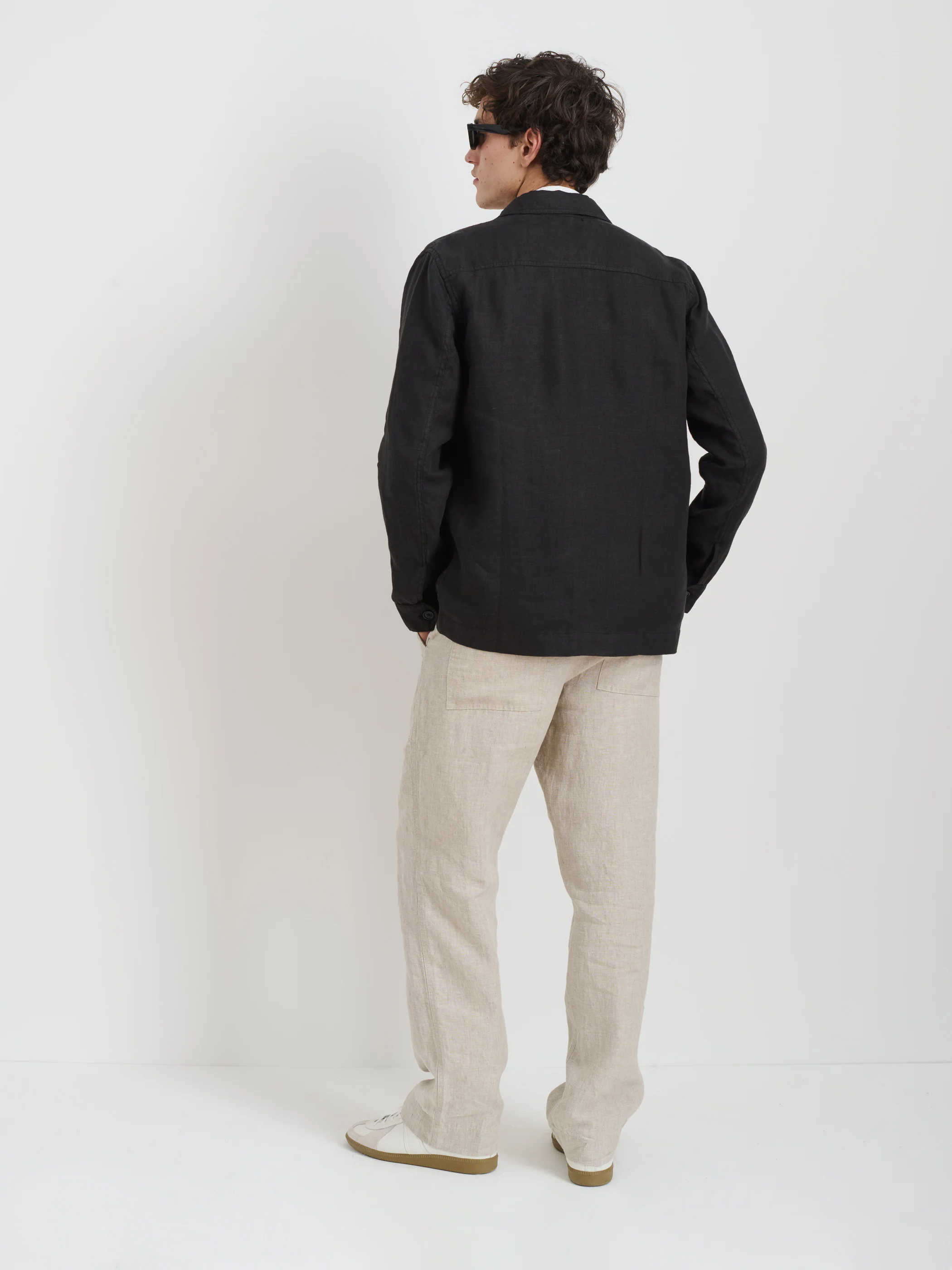 Garment Dyed Work Jacket in Linen - Image 5